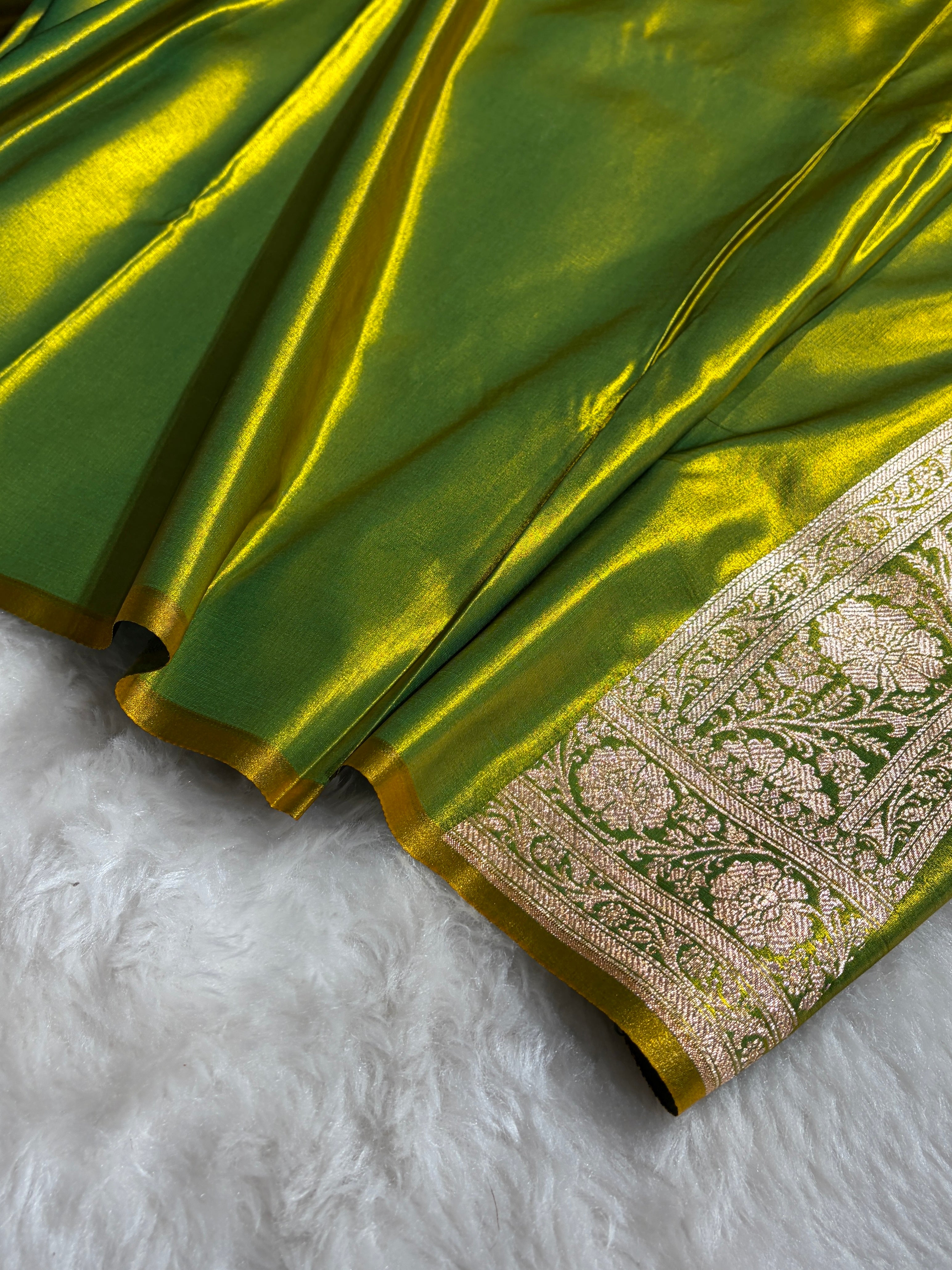 Satin Silk Dot Booti in Parrot Green Shades SS08
