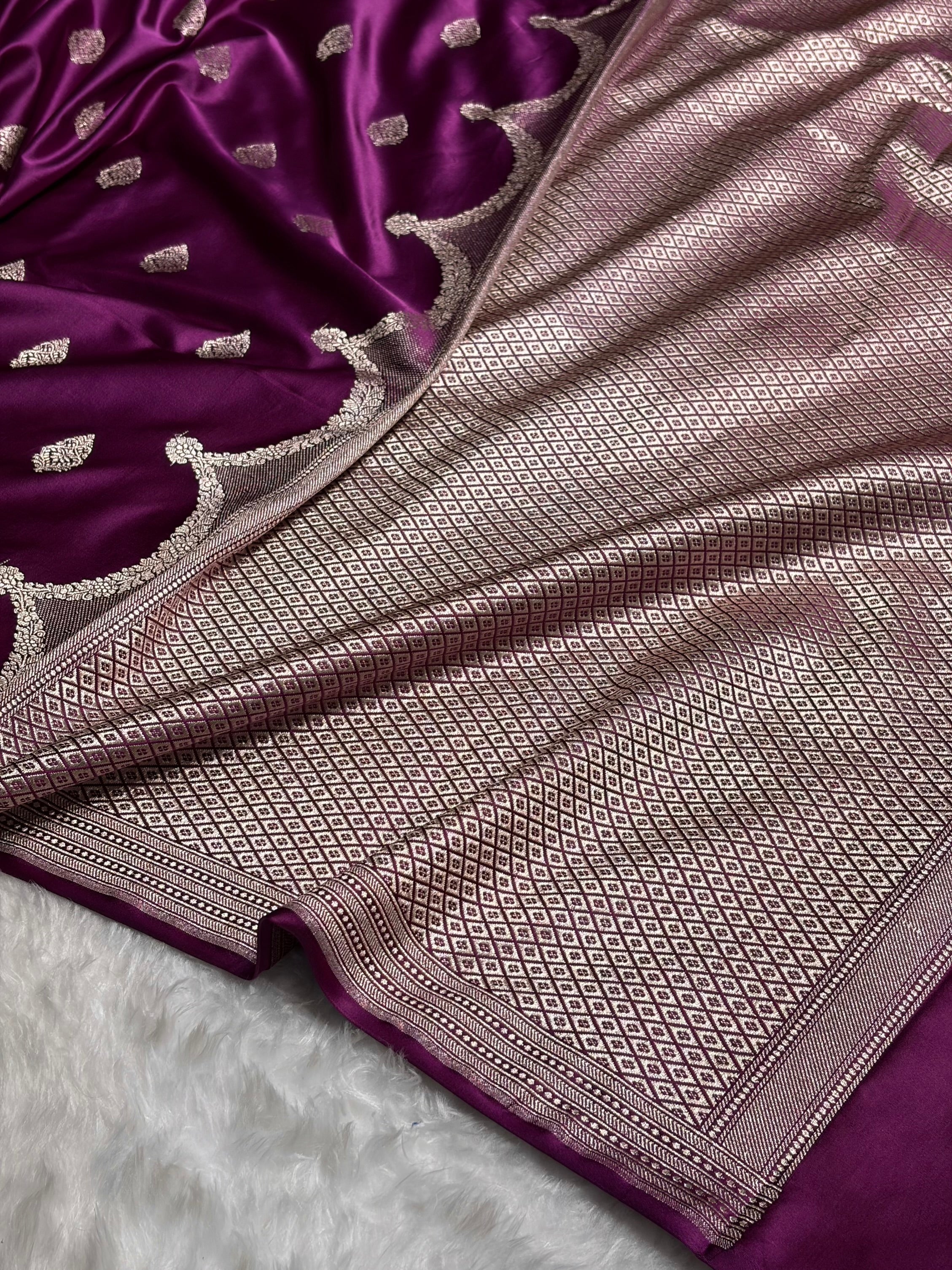 Purple Shades Scallop Mashru Silk Saree MS20
