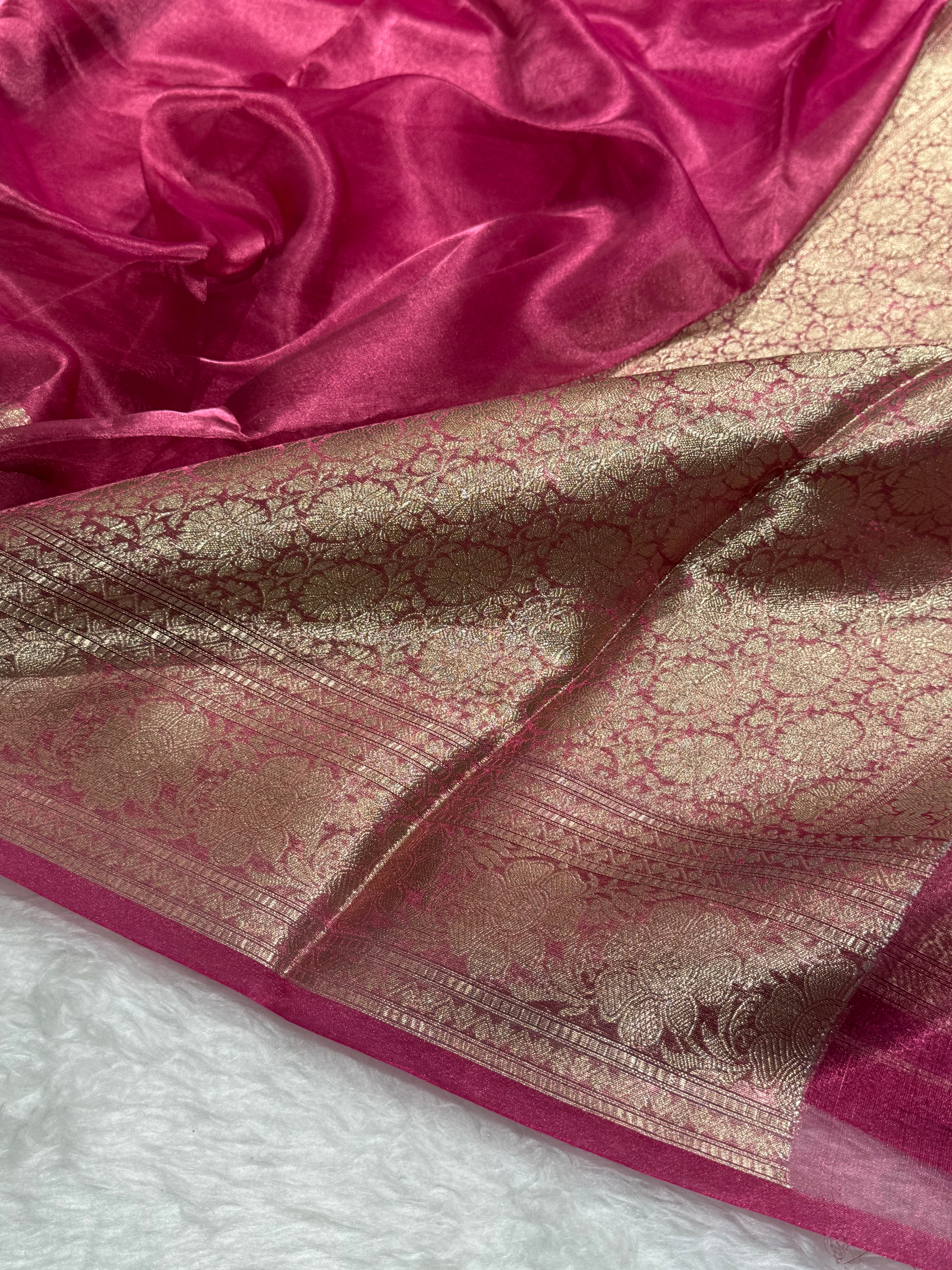 Rani Shades Pure Tissue Silk Saree with Brocade Blouse PT-16