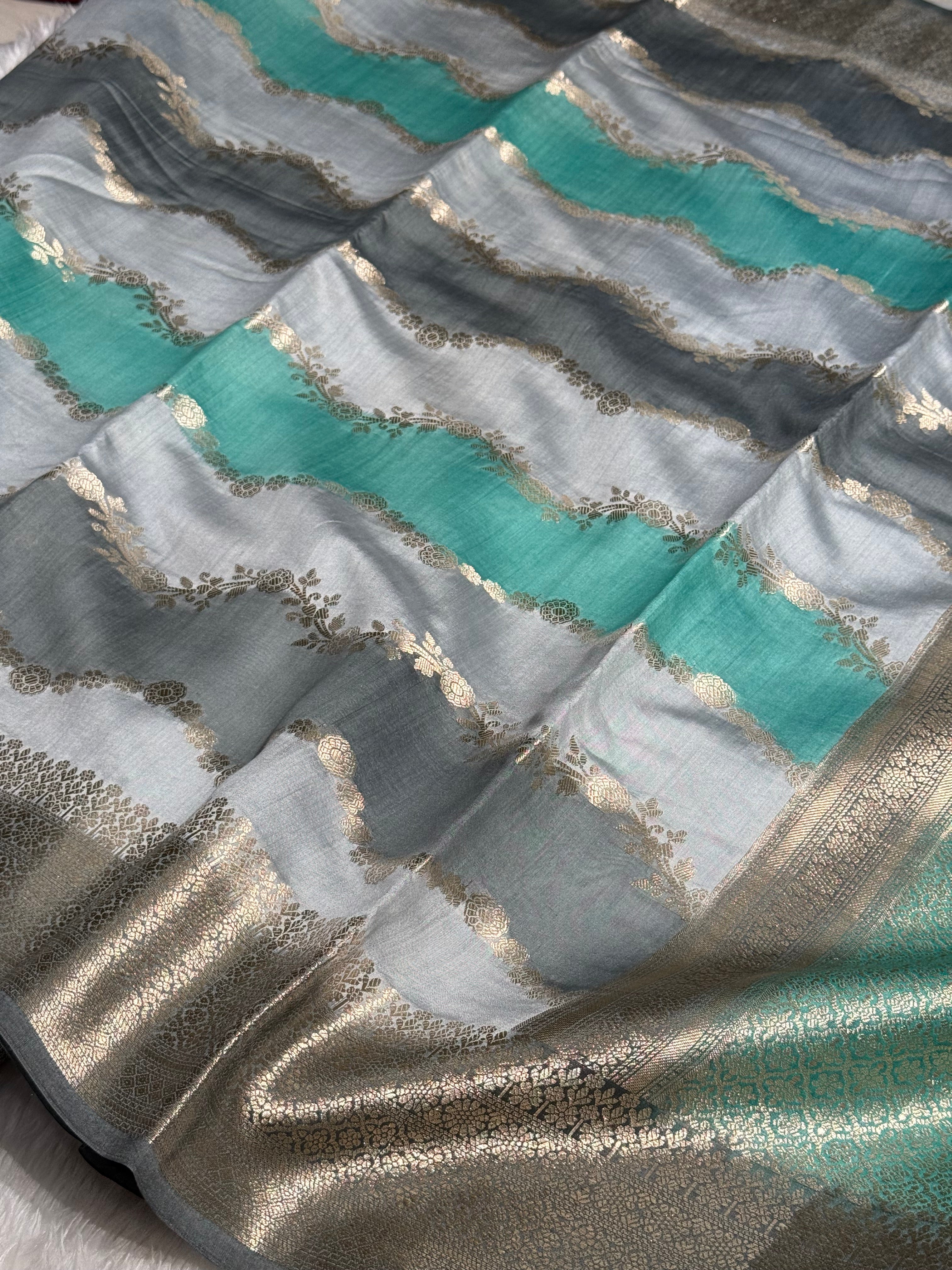 Rangkart Gray Shades Pure Chiniya Silk