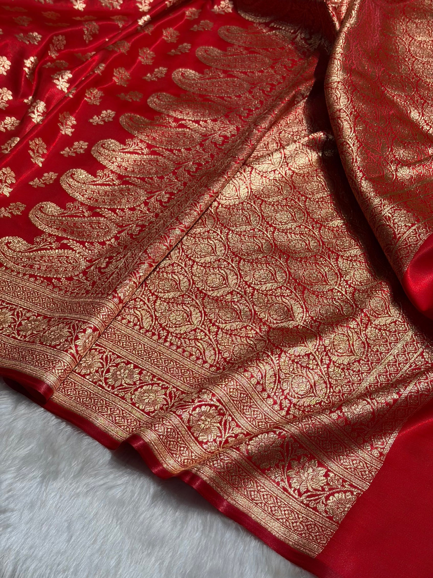 Red Shades Banarasi Satin Silk Saree SS34