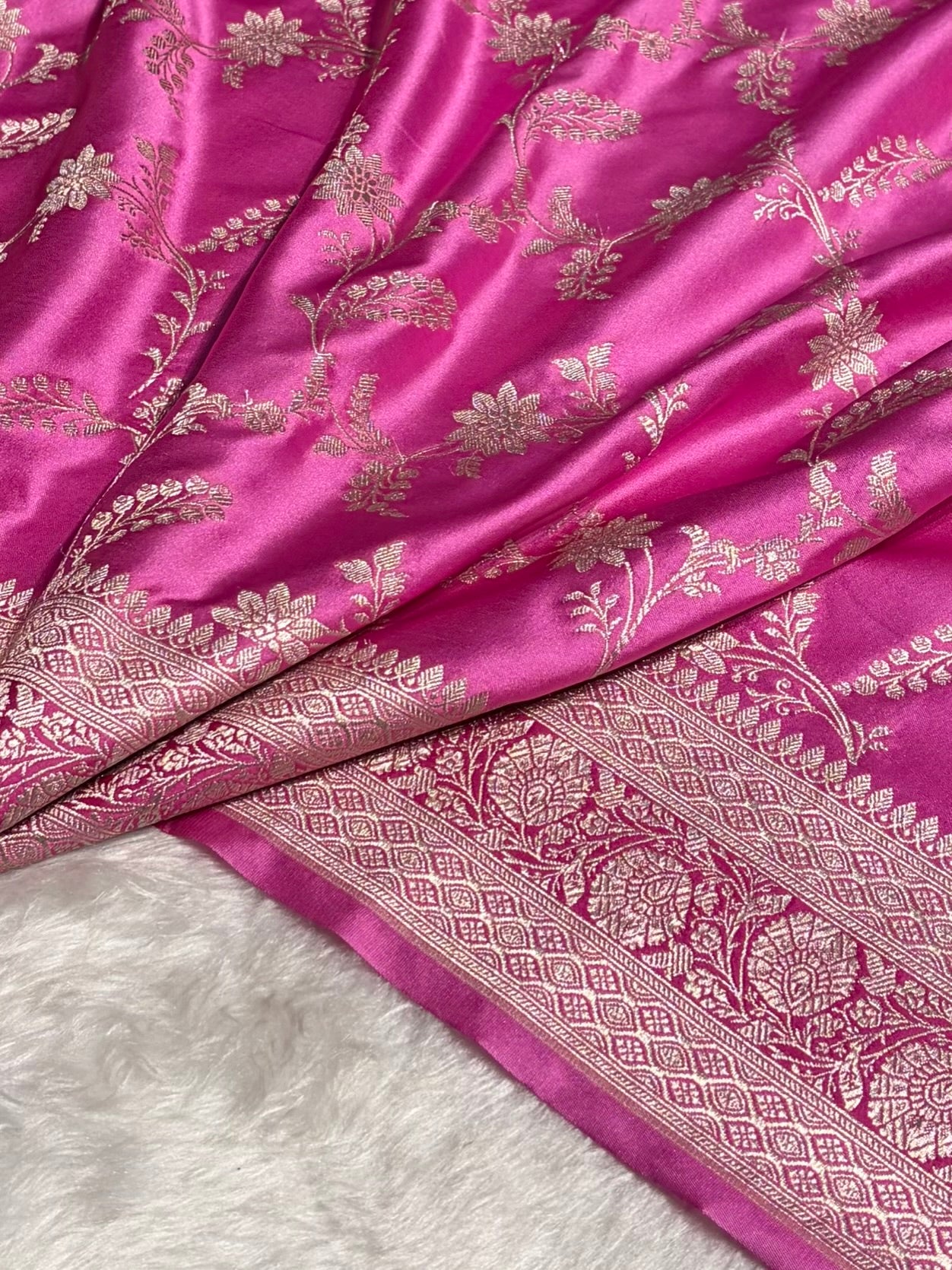 Blush Pink Jaal Mashru Silk Saree
