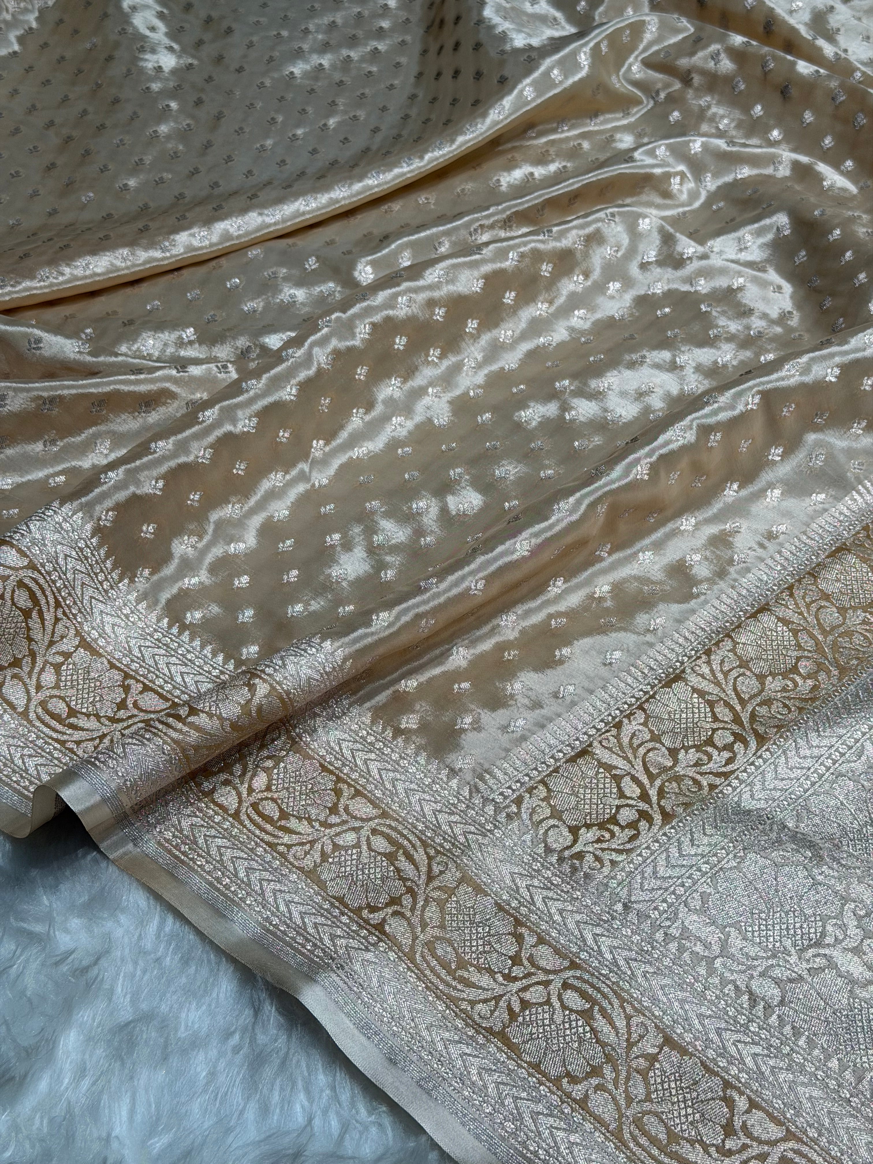 Tusser Shades With Contrast Border Crepe Silky Katan Banarasi Saree CSK-04