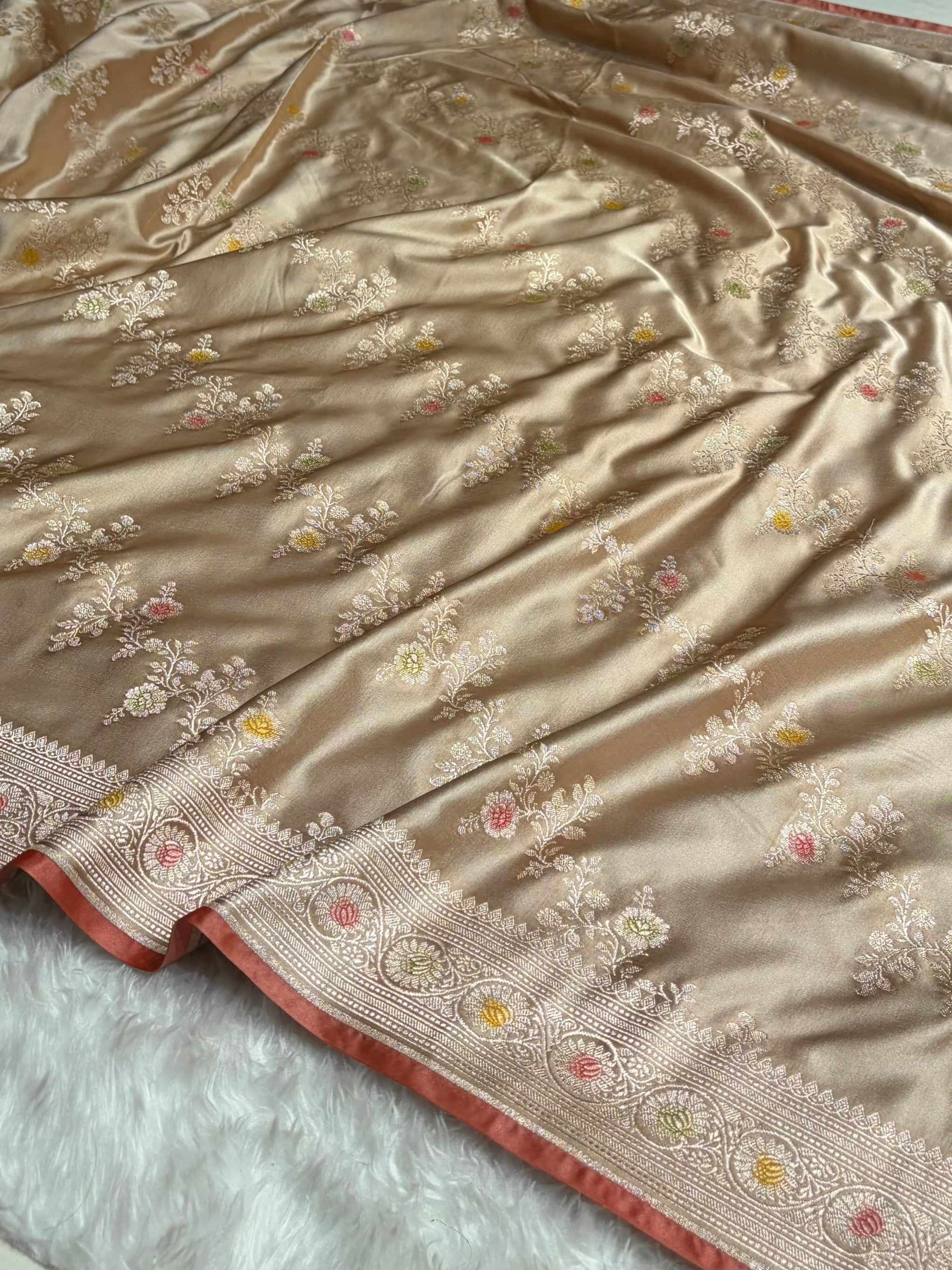Tusser Minakari Banarasi Cross Mashru Silk Saree MS01