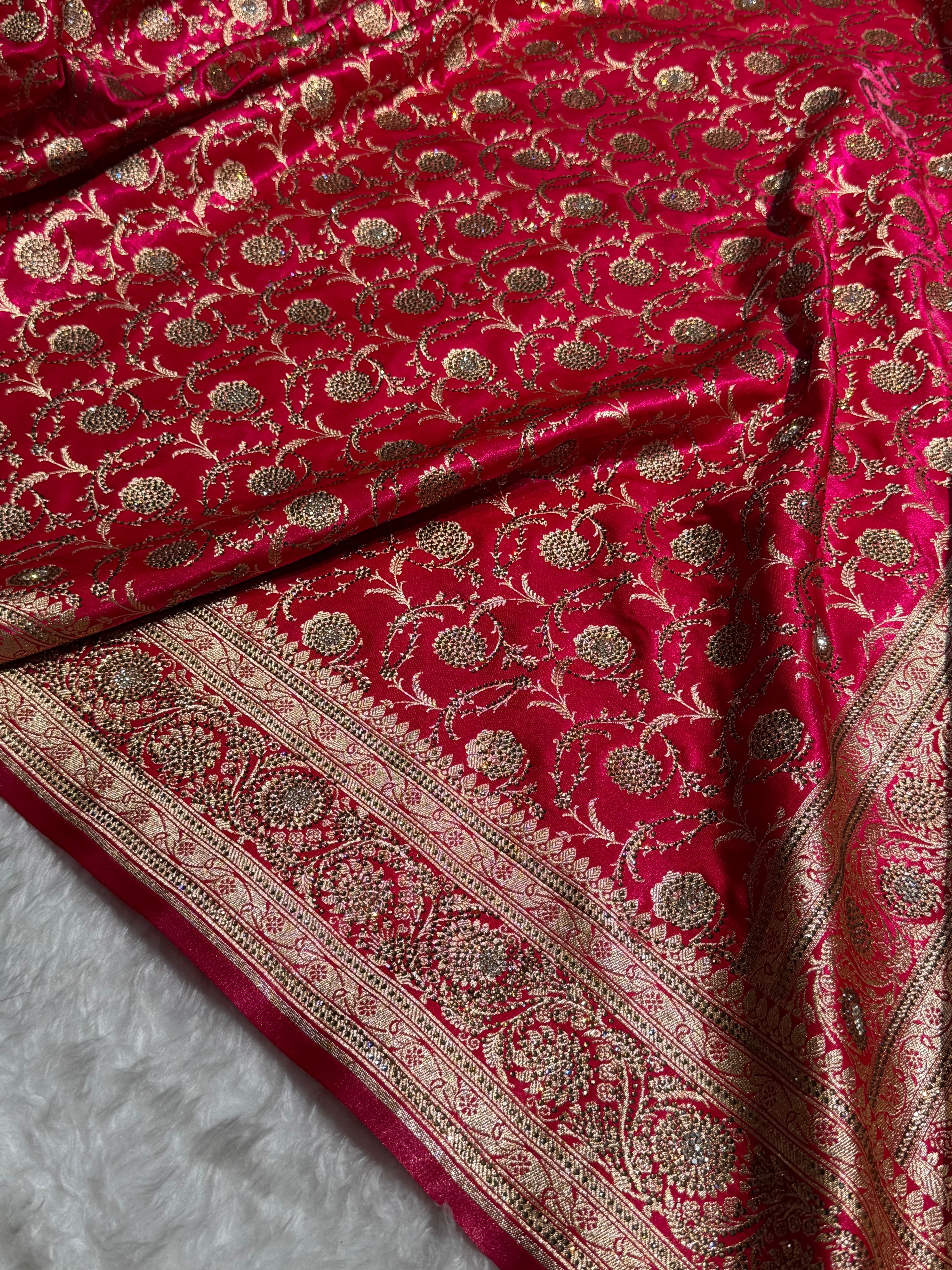 Banarasi Bridal Rani Pink Jaal with Swarovski Stone BSS13 (E)