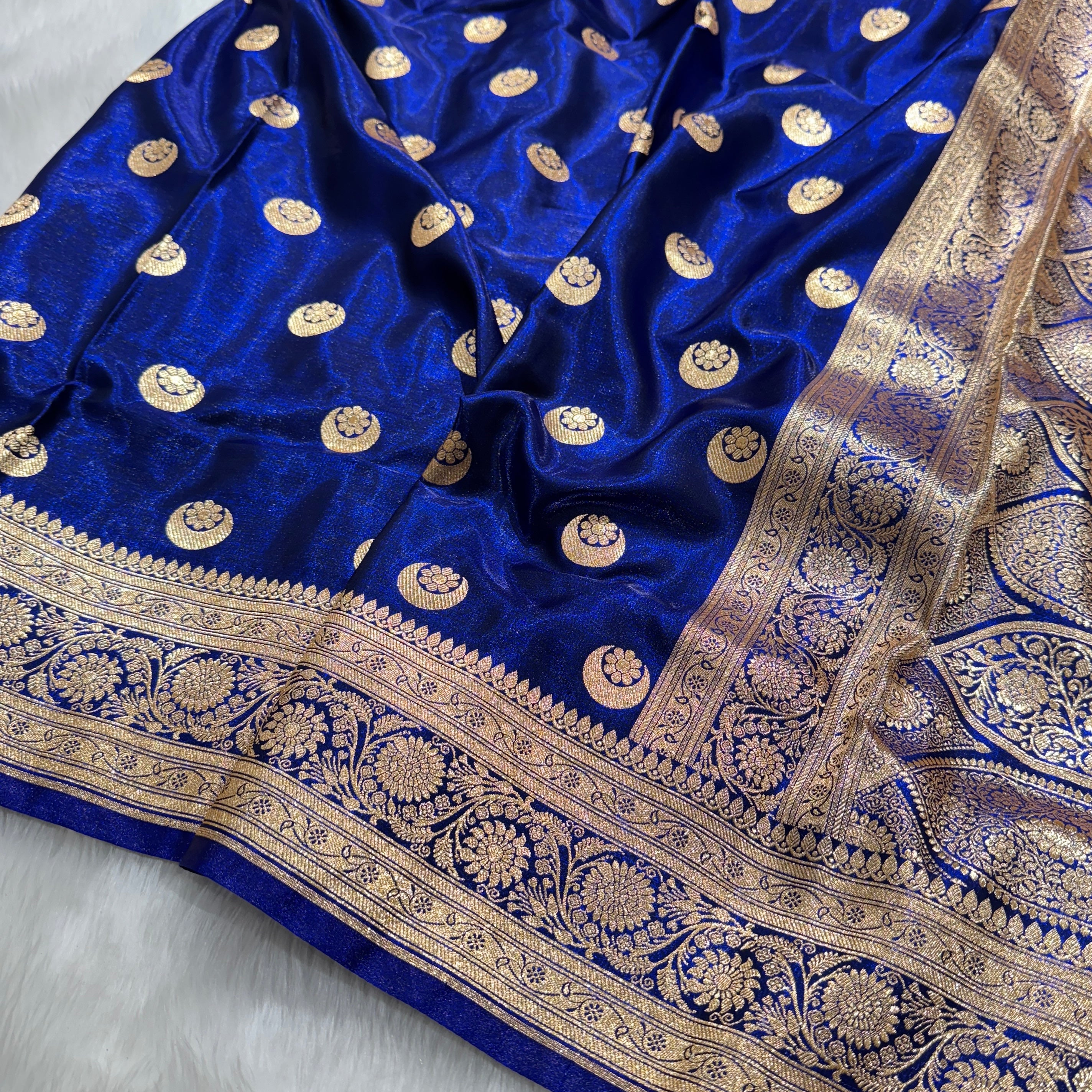 Royal blue Chand Tara Satin Silk Saree SS04