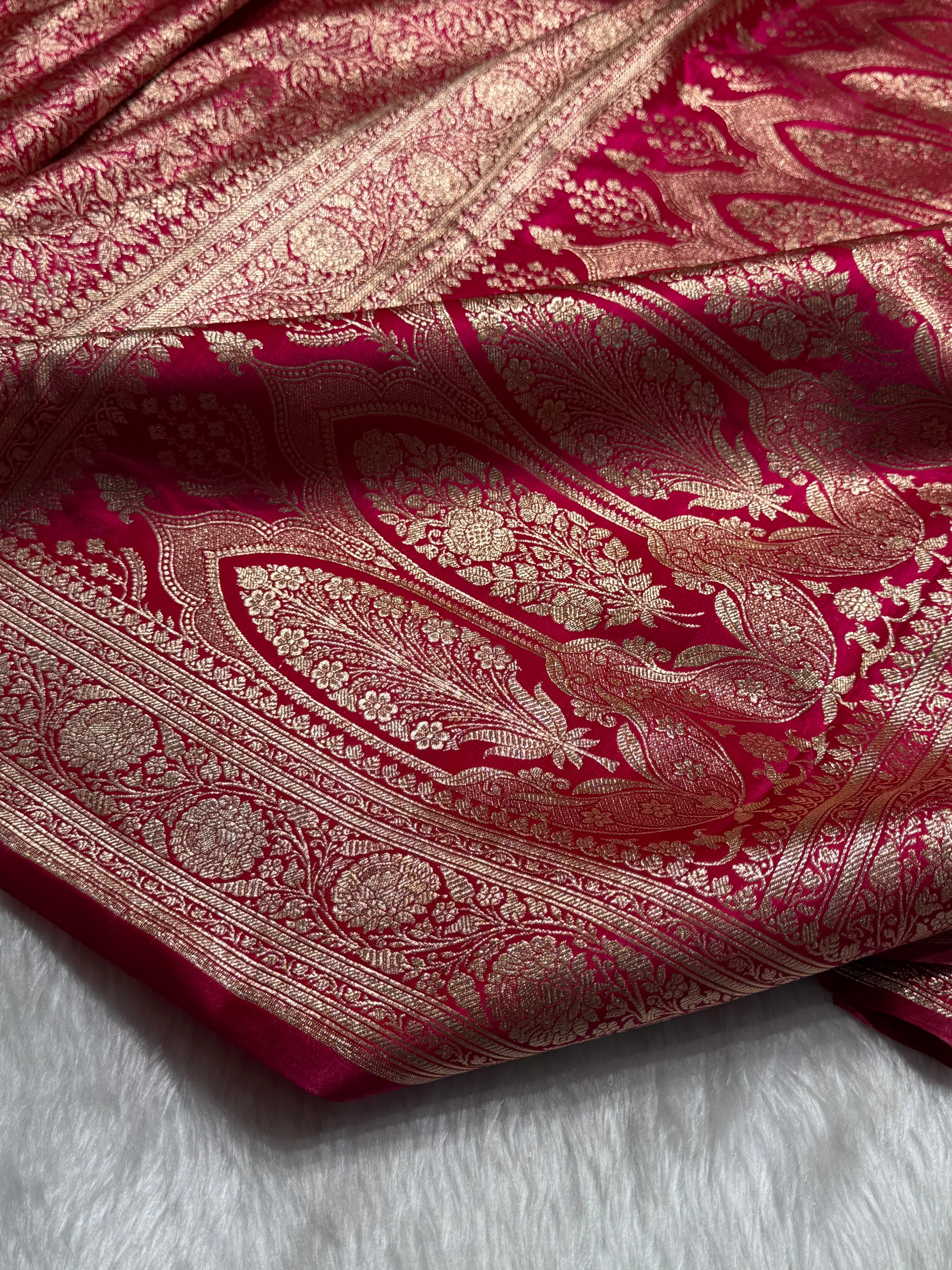 Rani Shades Brocket Satin Silk Saree Banarasi Saree Shades SS30
