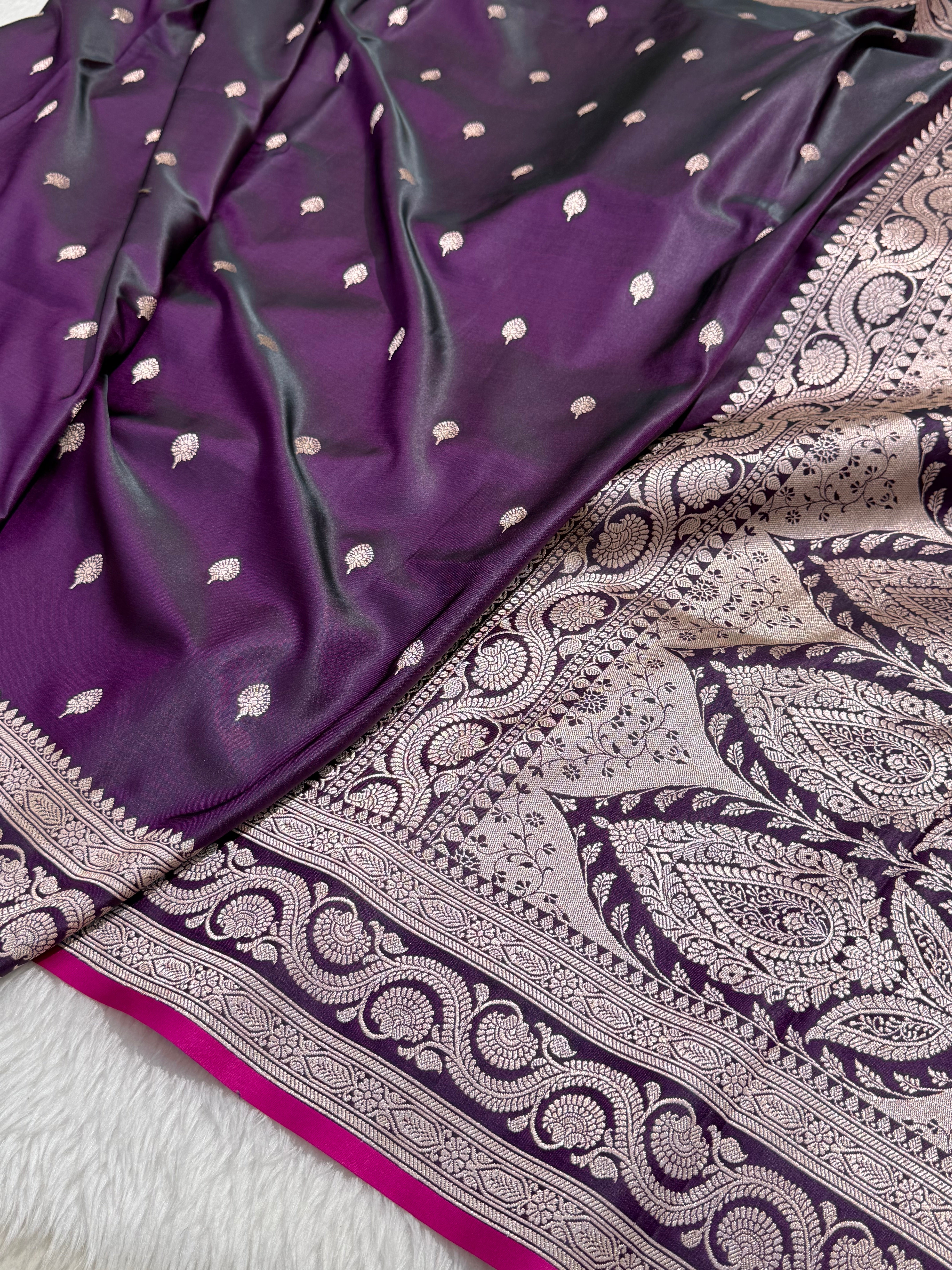 Purple floral Motif Mashru Silk Saree