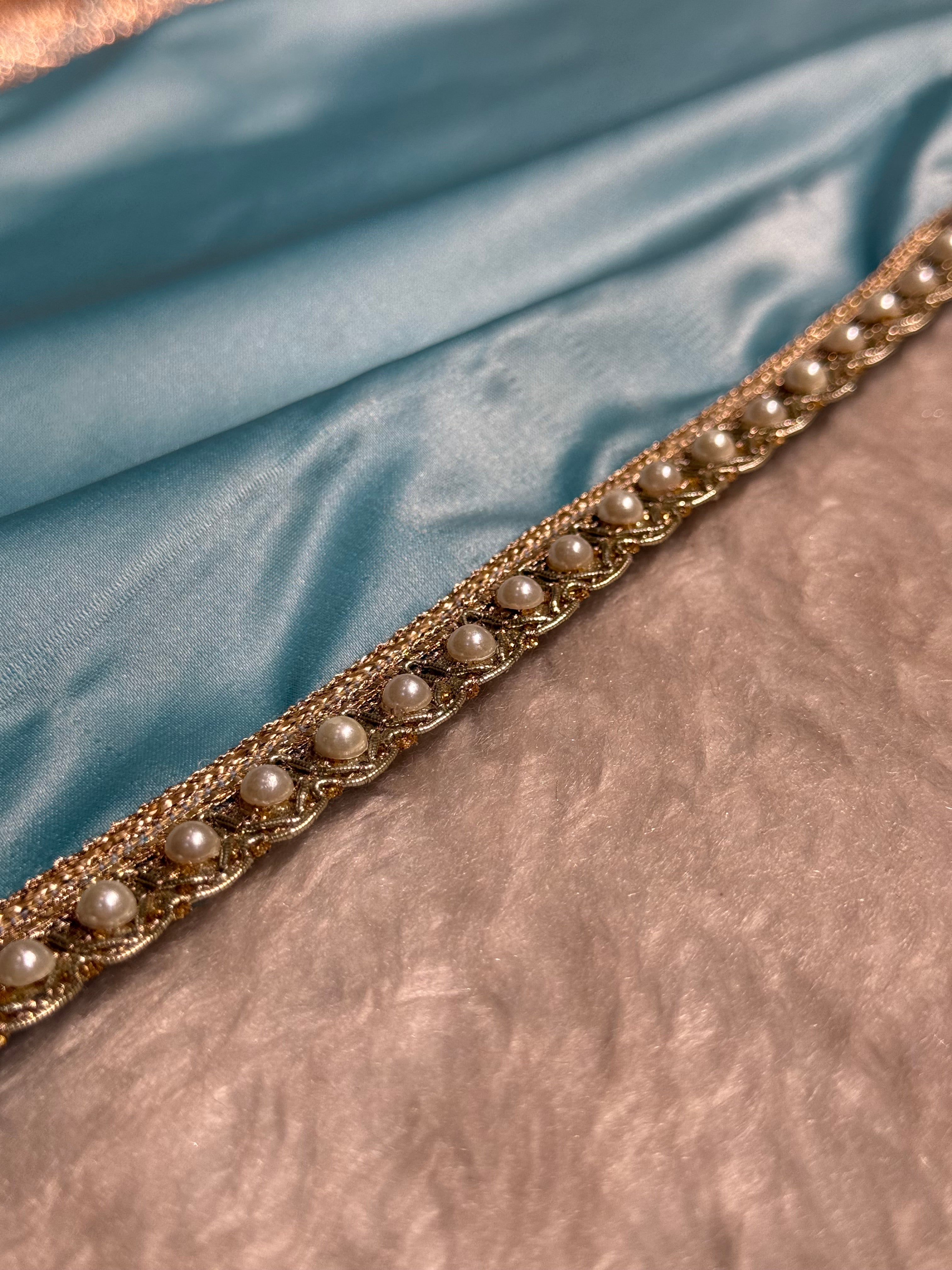 Banarasi Satin Katan Silk Saree In Sky Blue Shades with gotta Patti