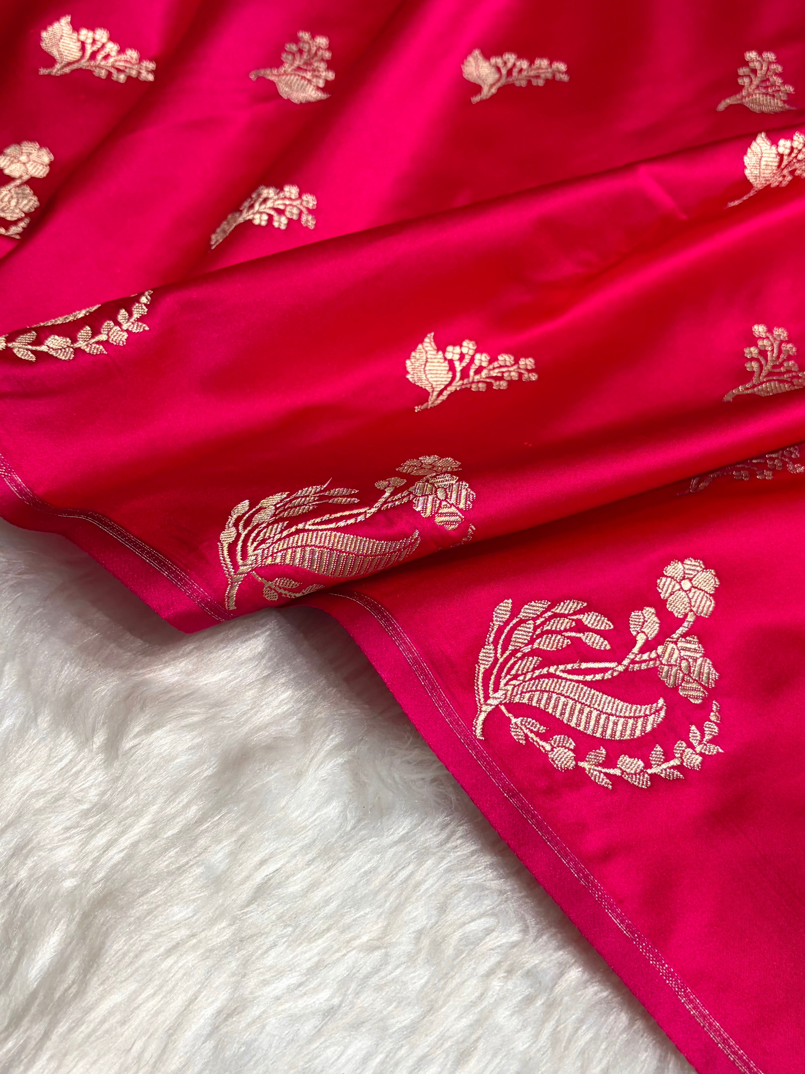 Cross Rani Boota With Floral Border Mashru Silk Saree MSM-91