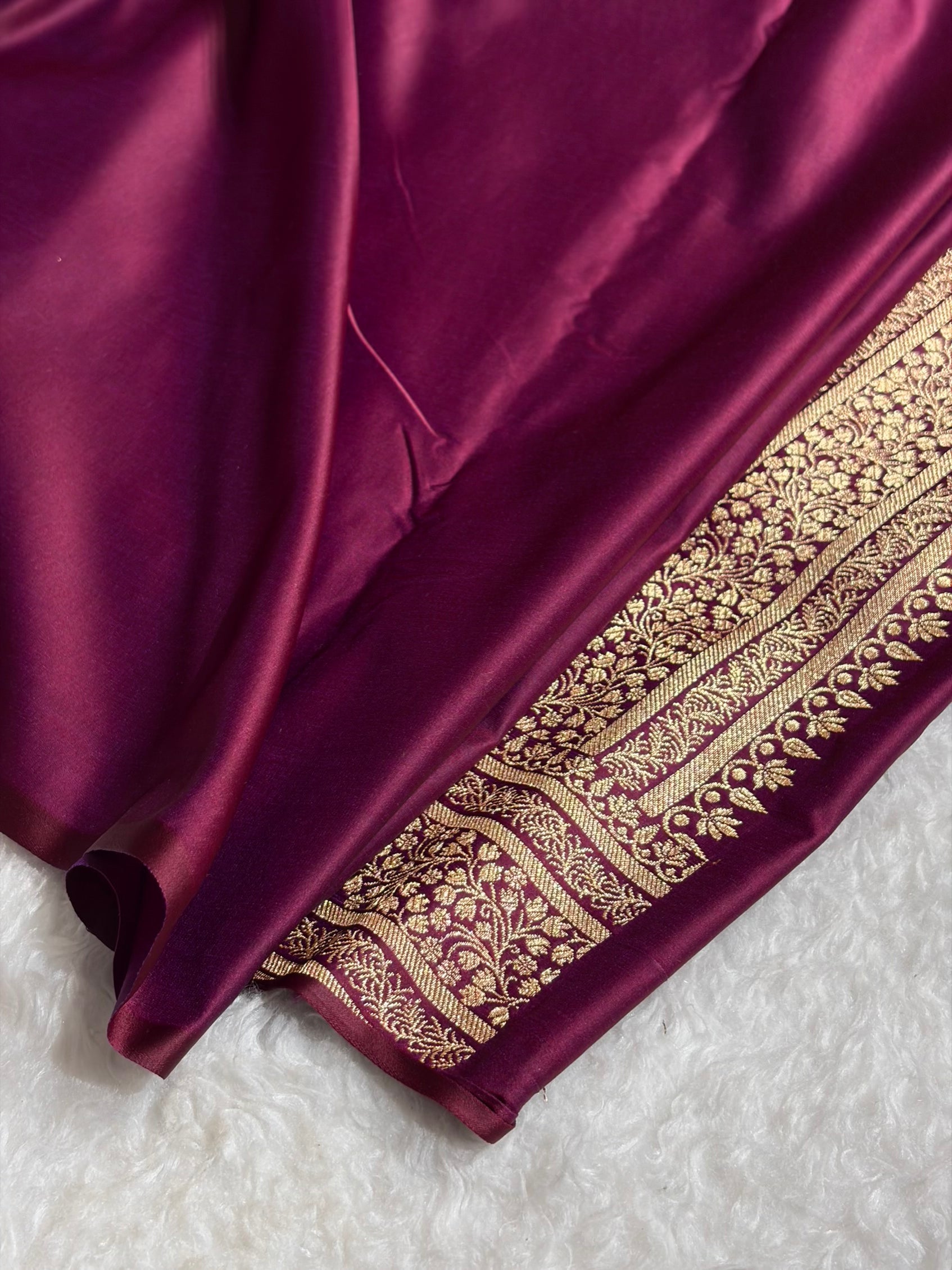 Banarasi Satin Katan Saree in Cross Wine Shades SK88