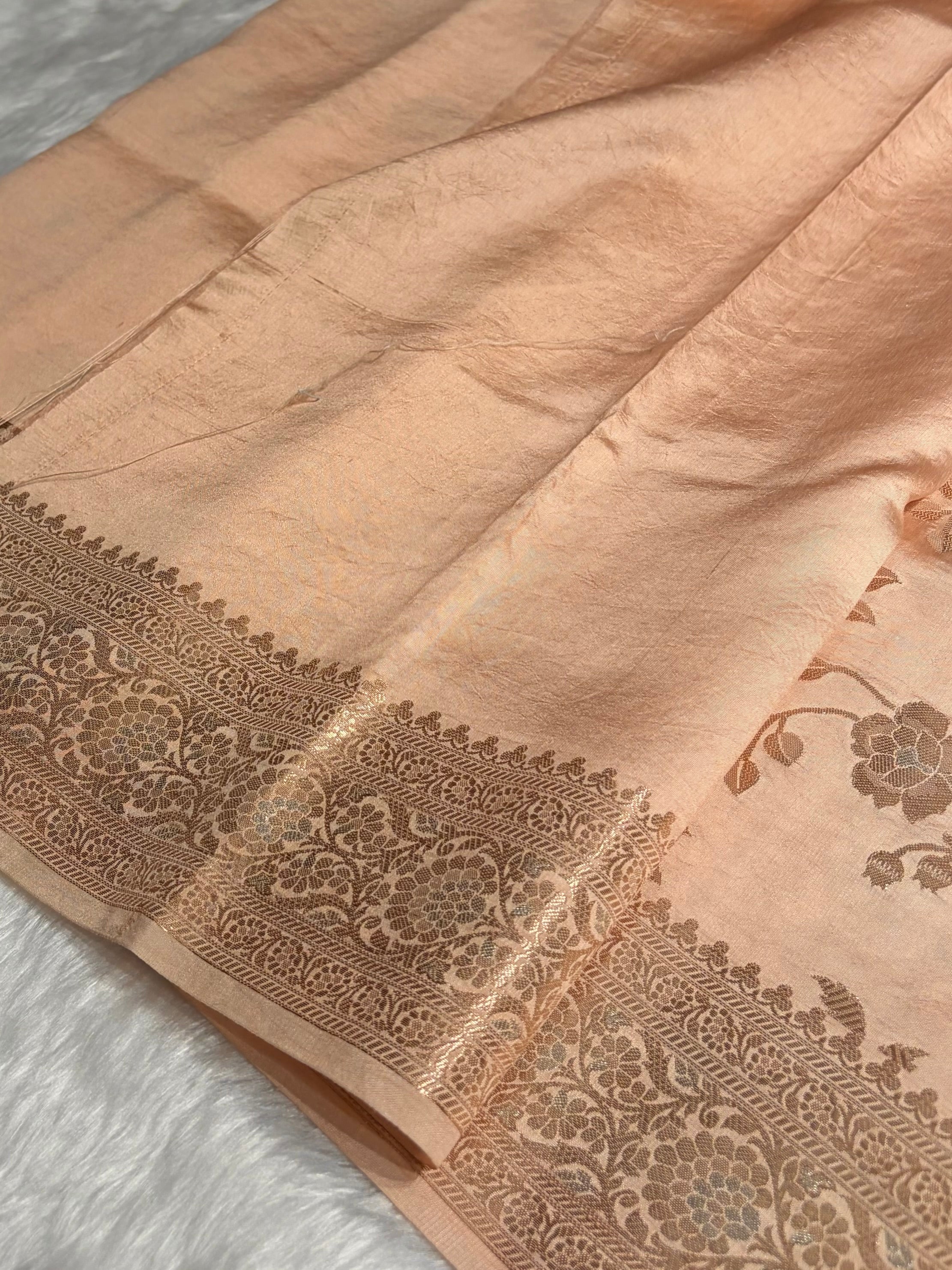 Peach Shade Minakari Pure Caramel Silk Saree CS-04