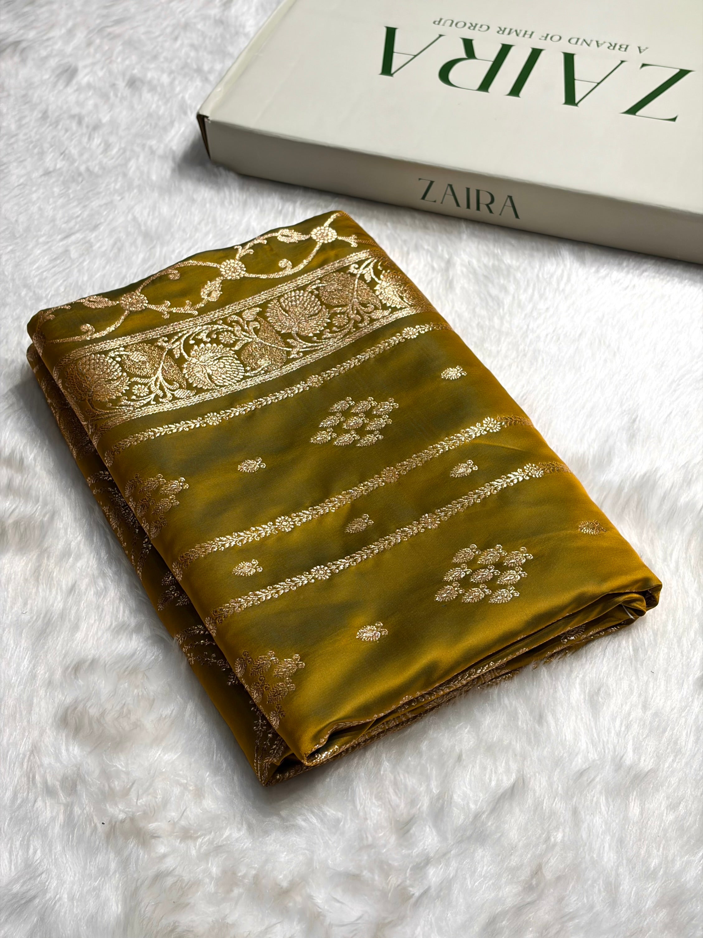 Liril Mehendi Floral Boota Pattern Satin Katan Silk saree SK39