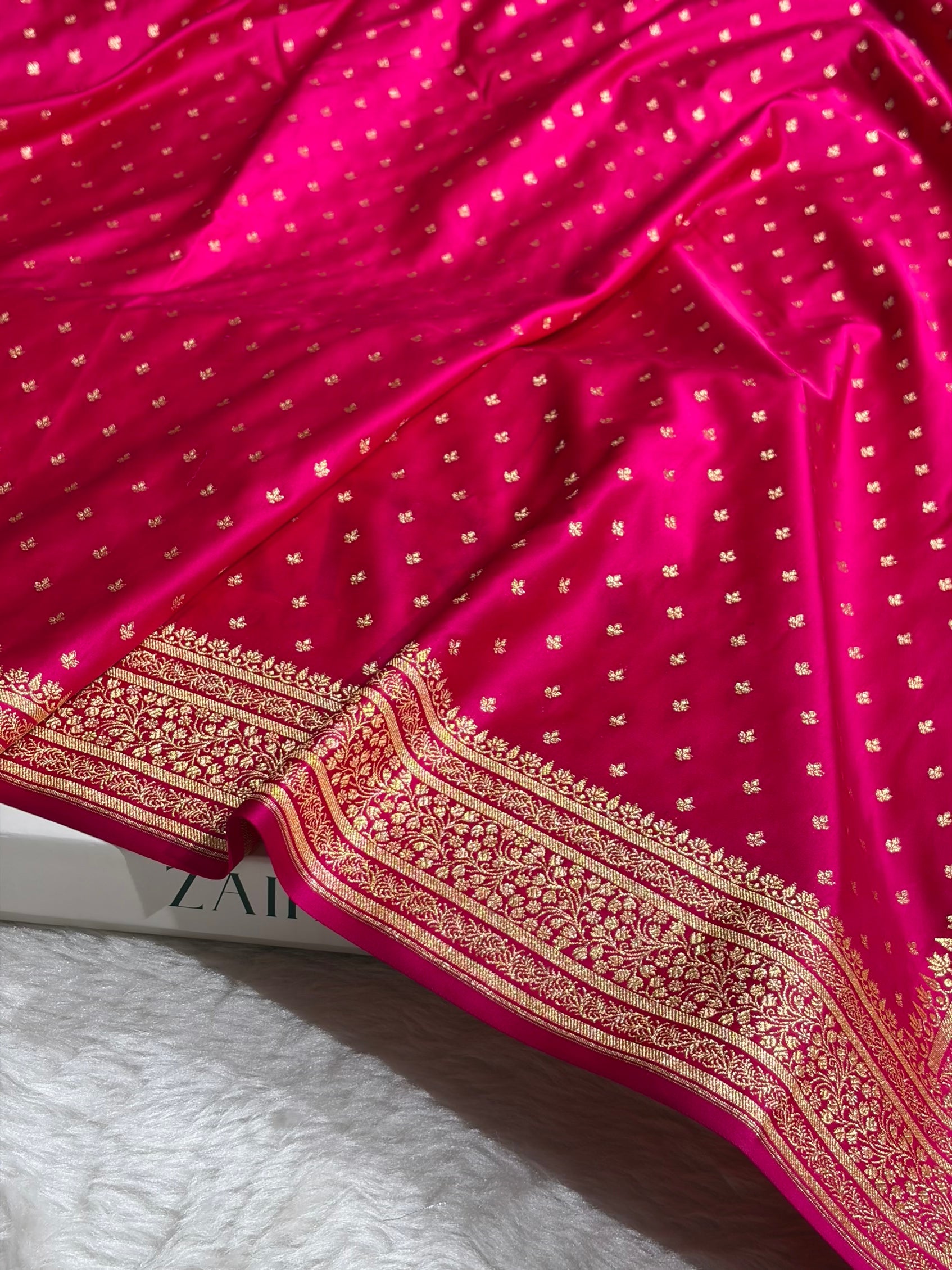 Banarasi Satin Katan Saree in Rani Shades SK88