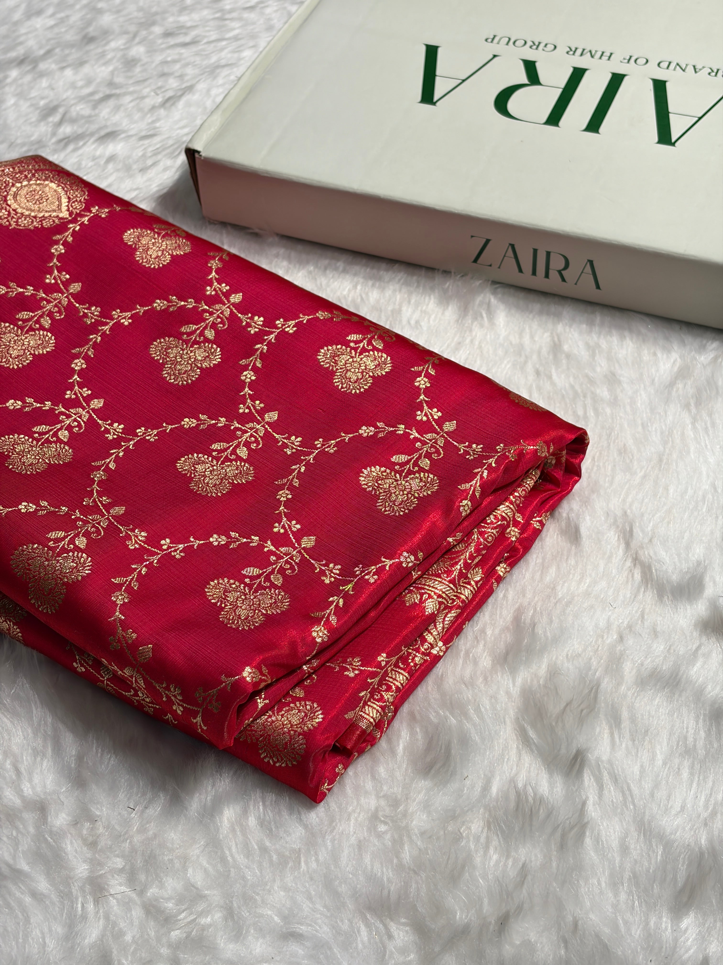 Satin Silk Saree Jaal in Corss Rani Shades SS23