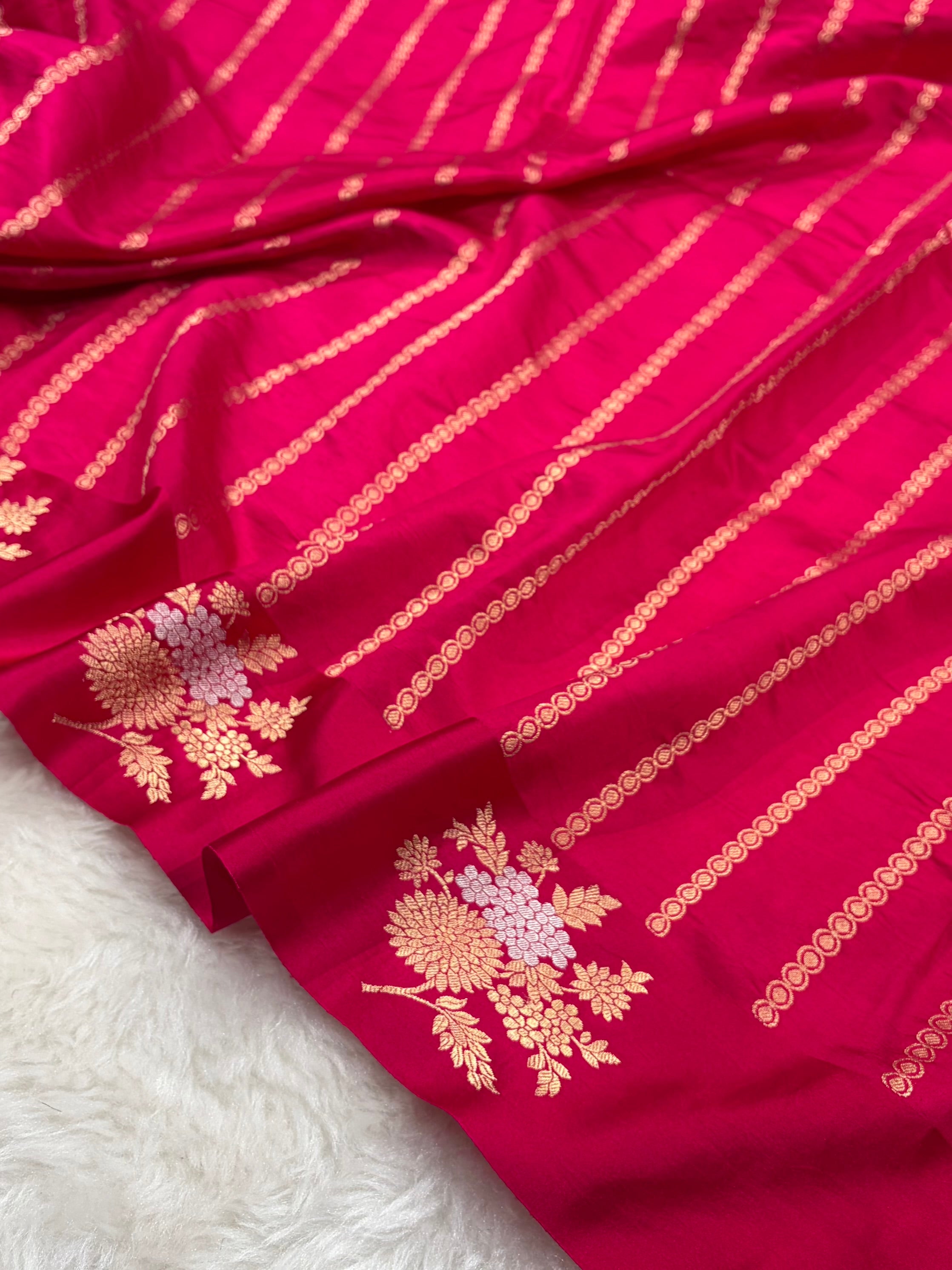 Banarasi Rani Shades Minakari Boota Handwoven Pure Paper Silk RM-78