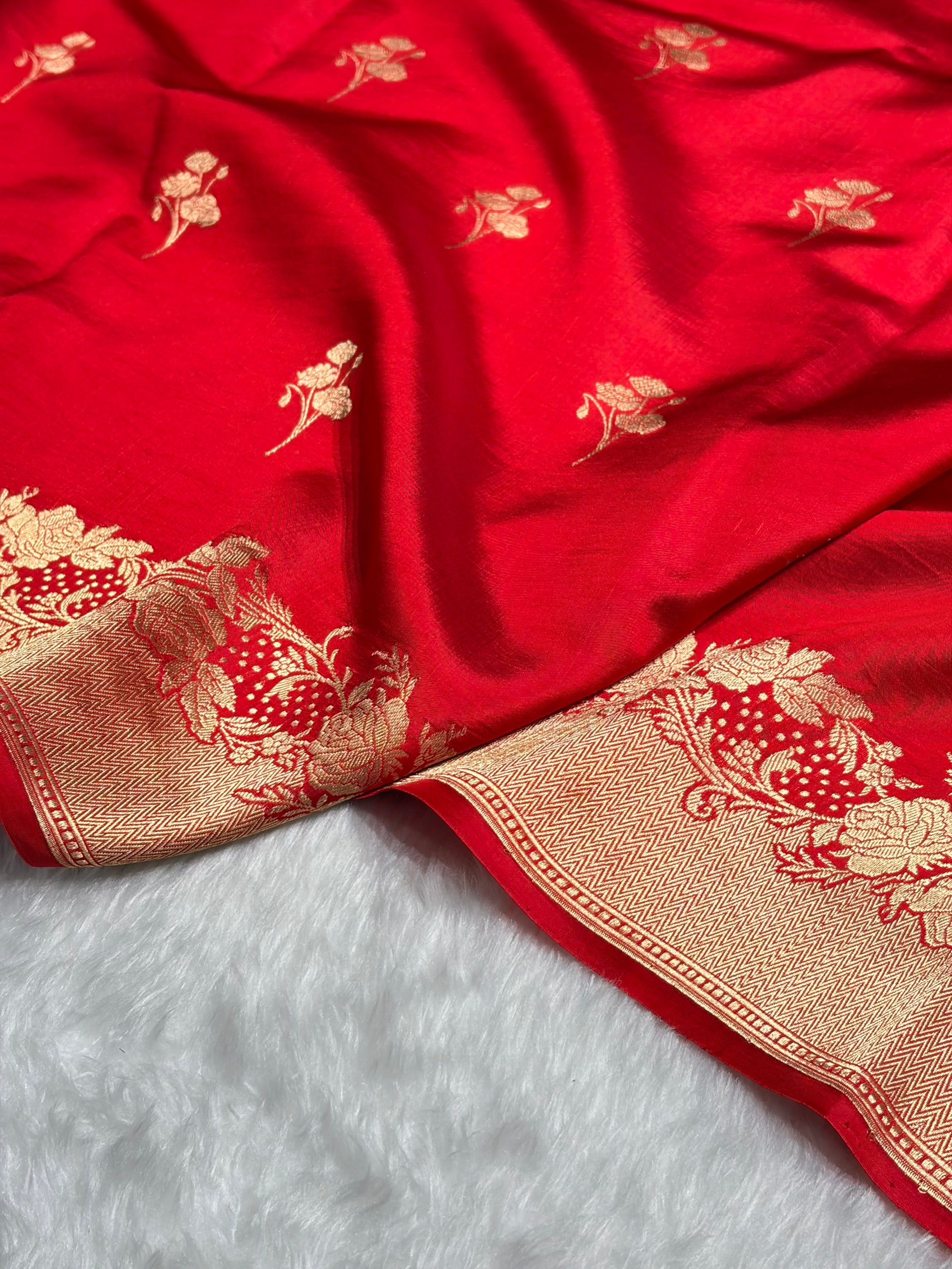Red Shades Handwoven Pure Raw Mango Silk RM-55