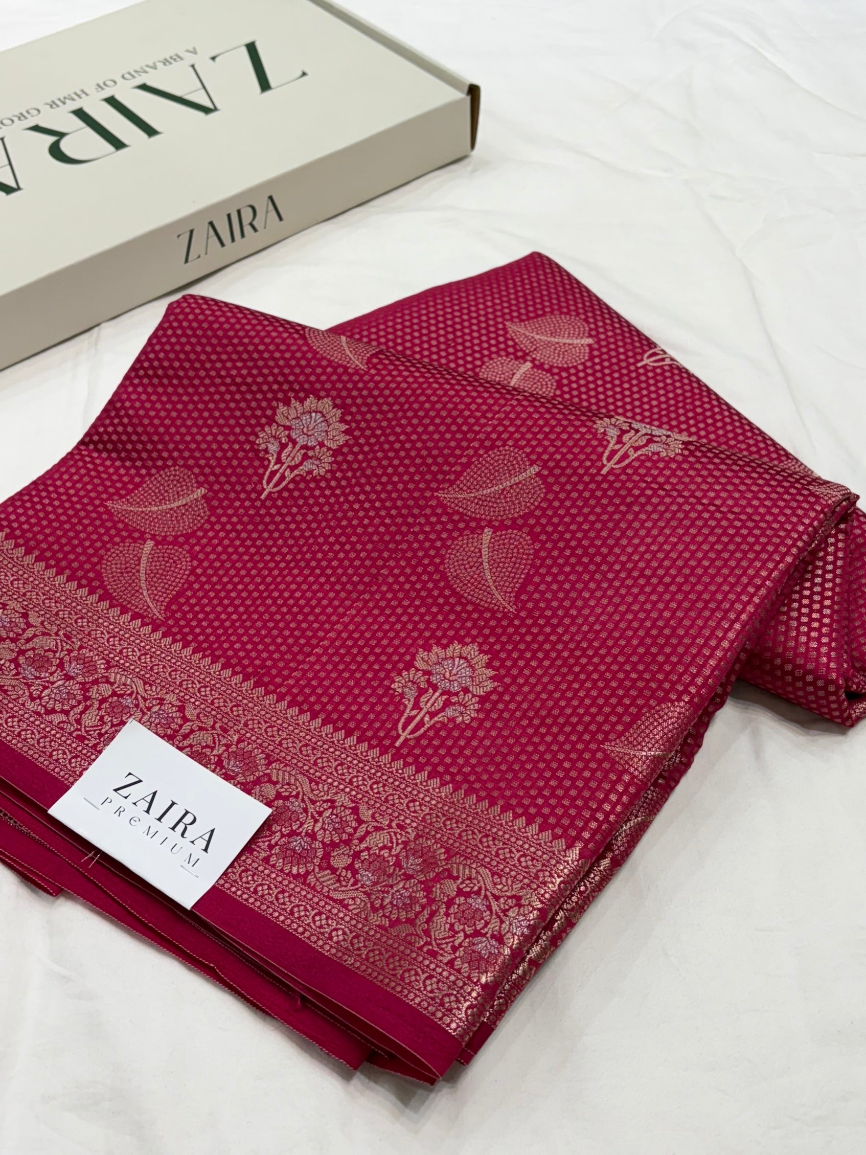 Rani Flower Booti Pure Caramel Silk Saree