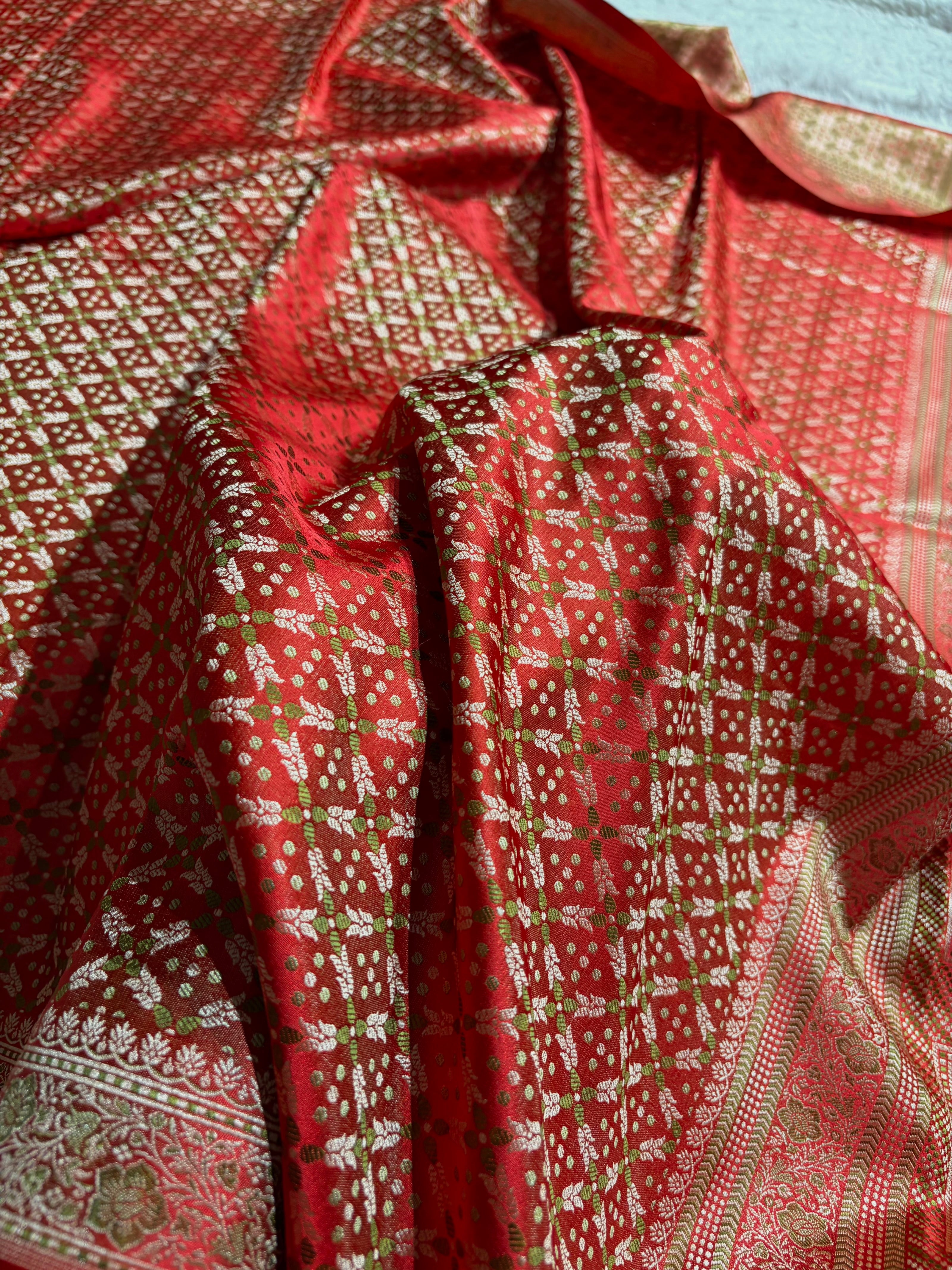 Maroon Jamawar Tanchoi Jaal Katan Silk Saree SKTM-23