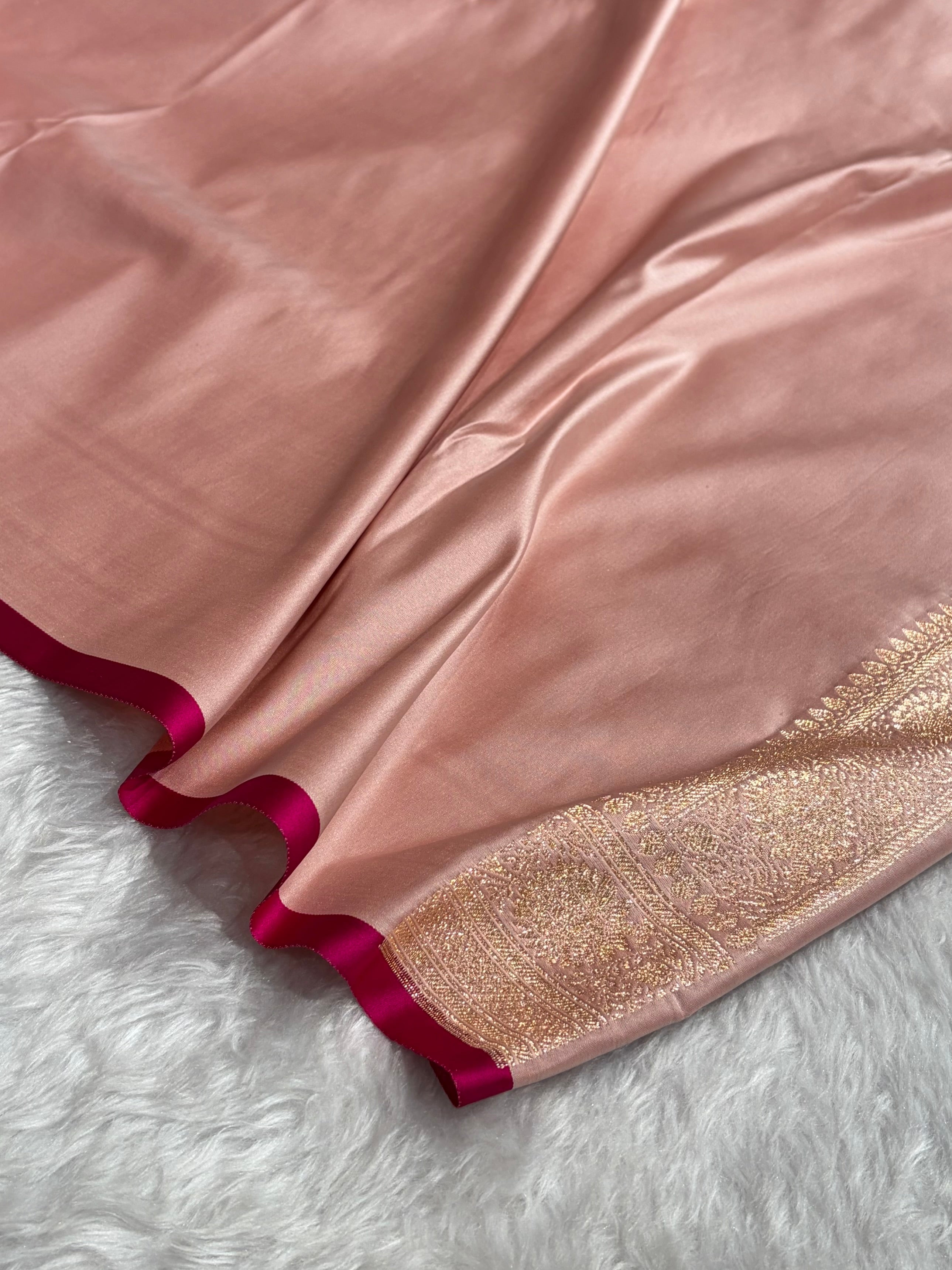 Rose Gold Booti Katan Silk Saree SK07