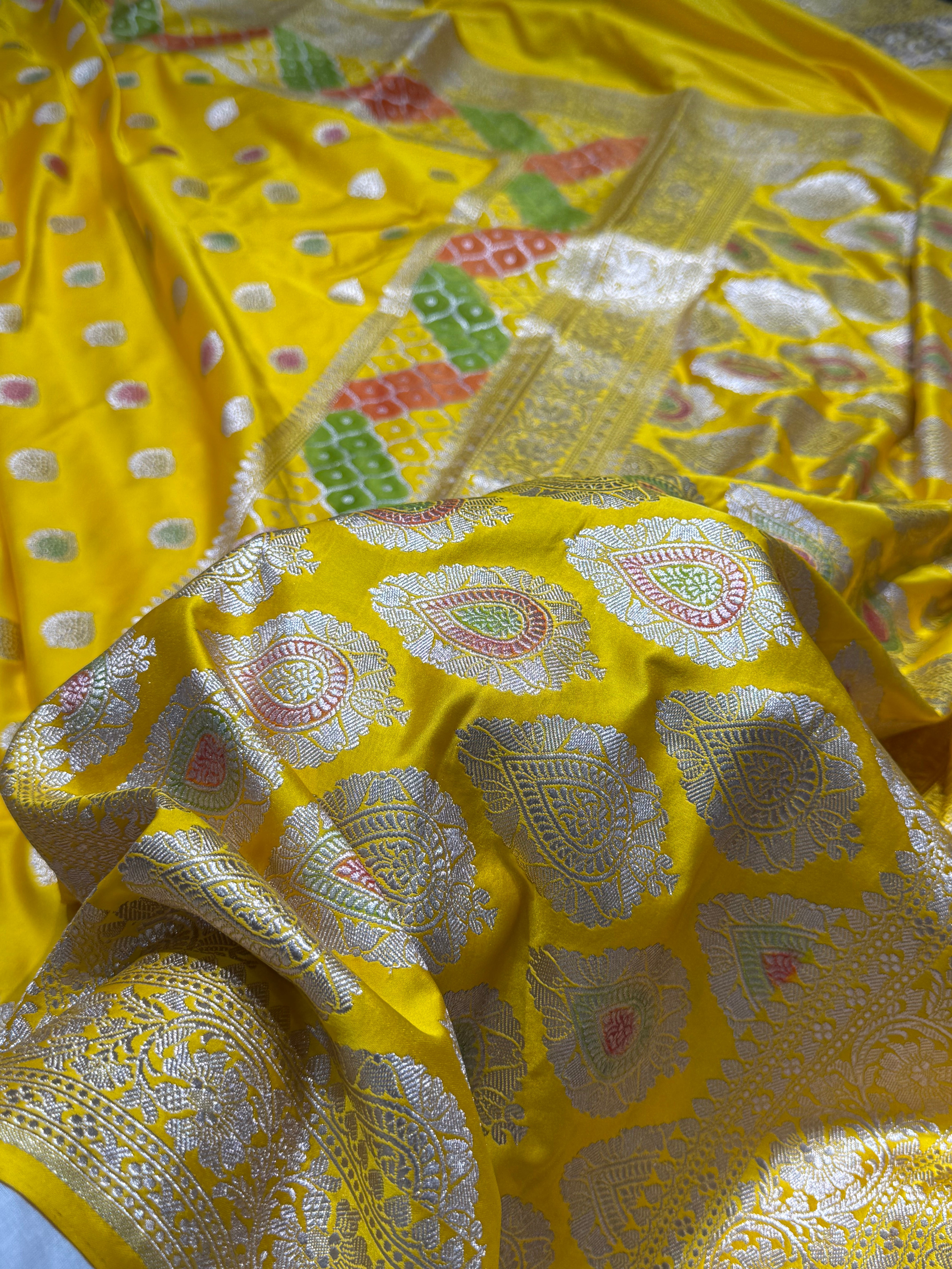 Yellow Rangkart Mashru Silk Saree