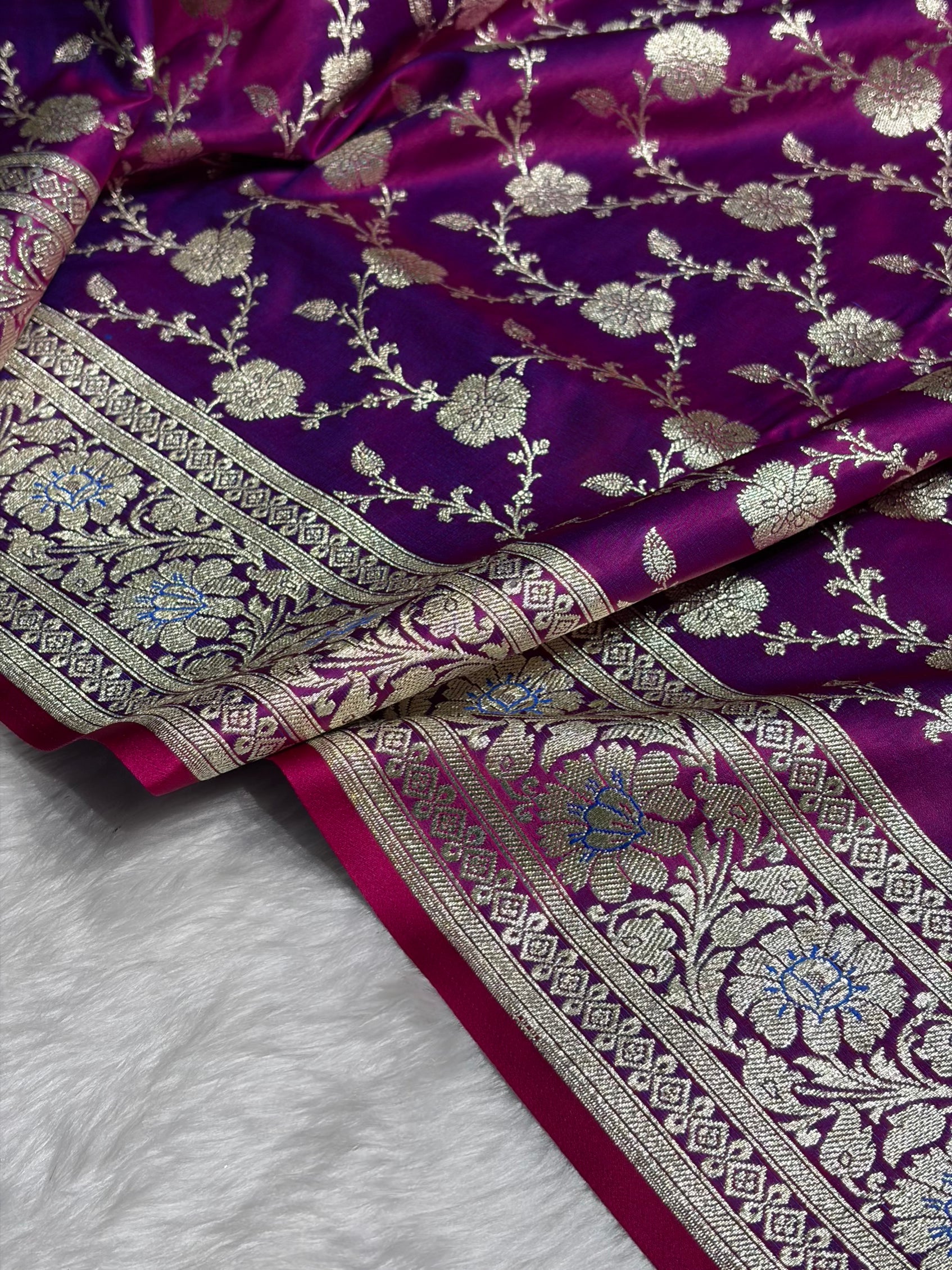 Cross Purple Jaal katan Silk Saree SK18