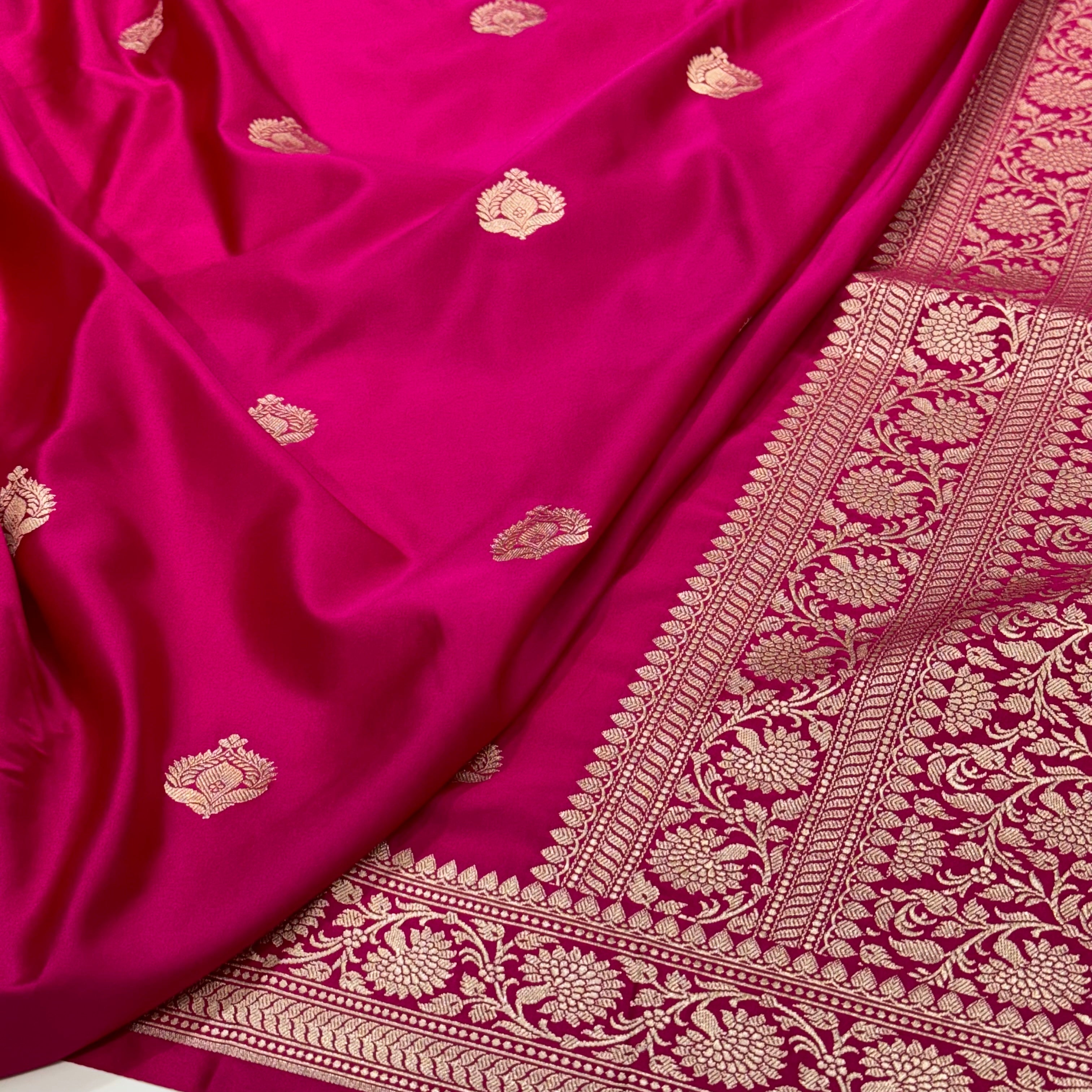 Ruby Pink Boota Mashru Silk Saree