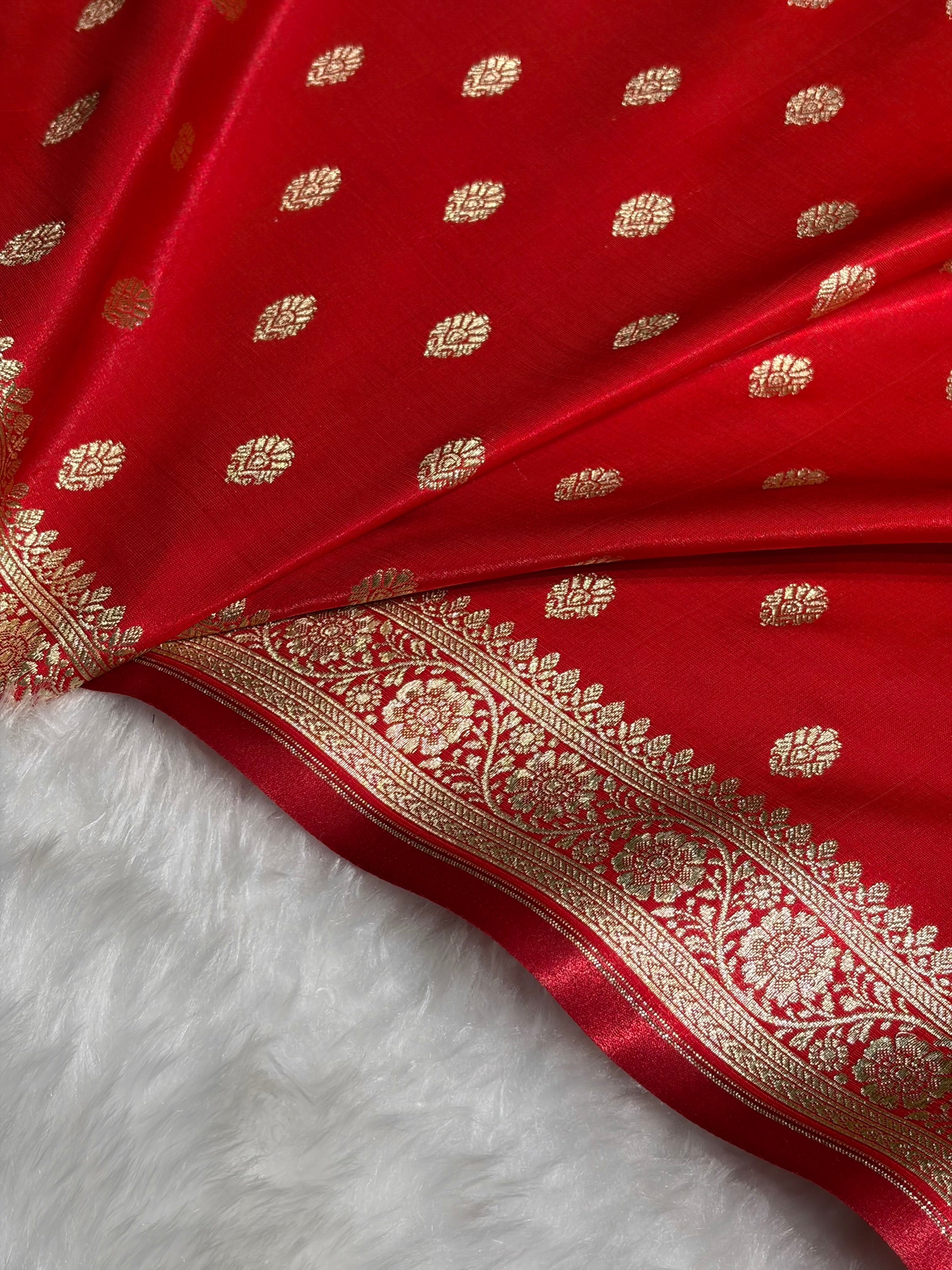 Red Shades Banarasi Satin Silk Saree SS36