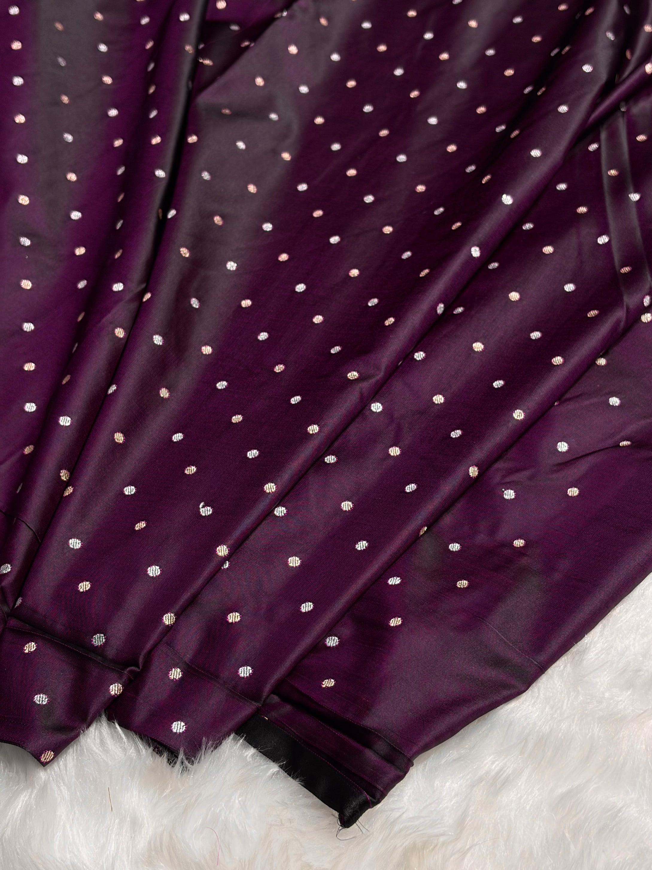 Wine Floral Boota With Floral Border Mashru Silk Saree MSM 78