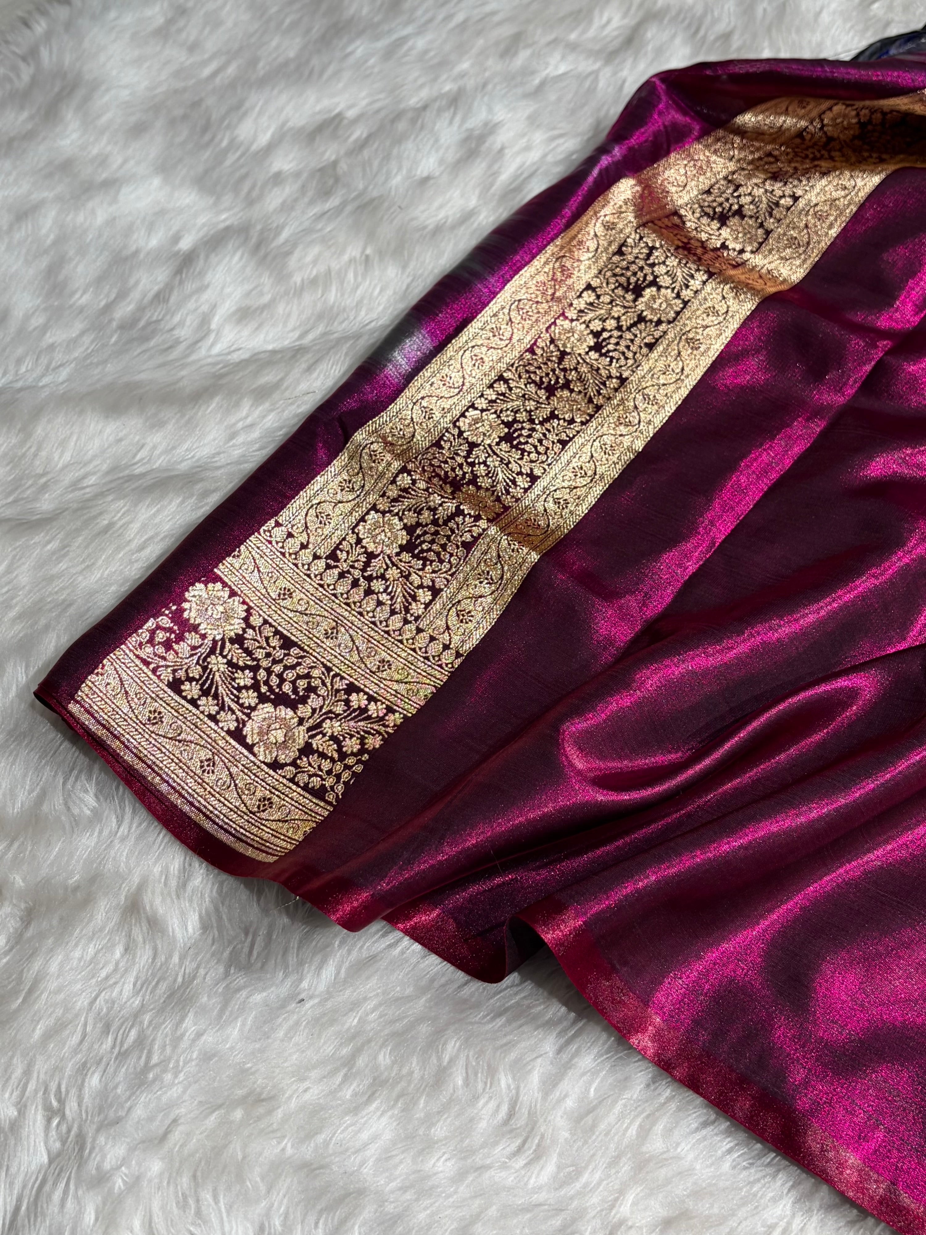 Satin Silk Banarasi Jaal In Wine Shades With Gotta Patti SSGP14