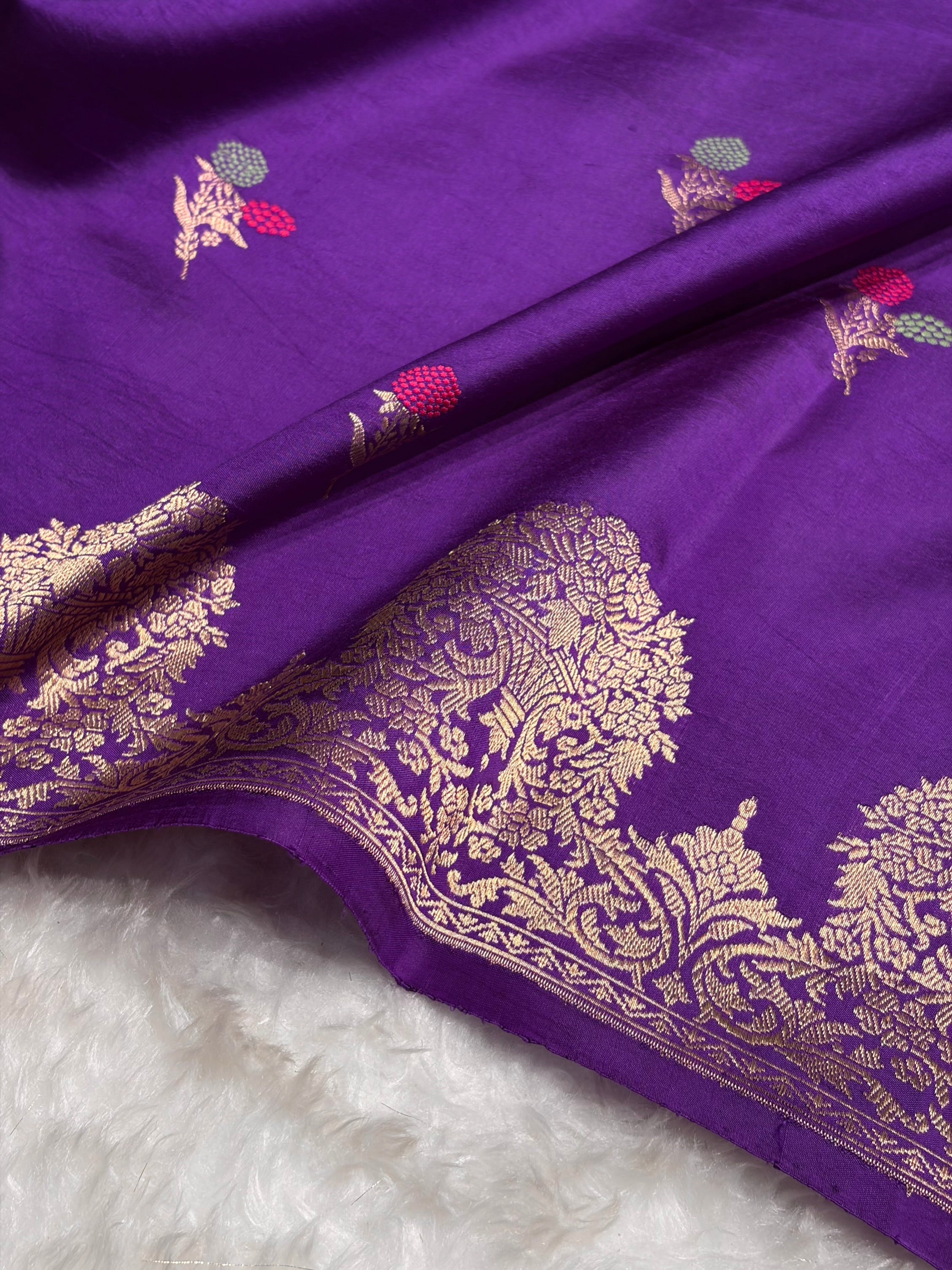 Purple Shades Minakari Handwoven Pure Raw Mango Silk RM-54