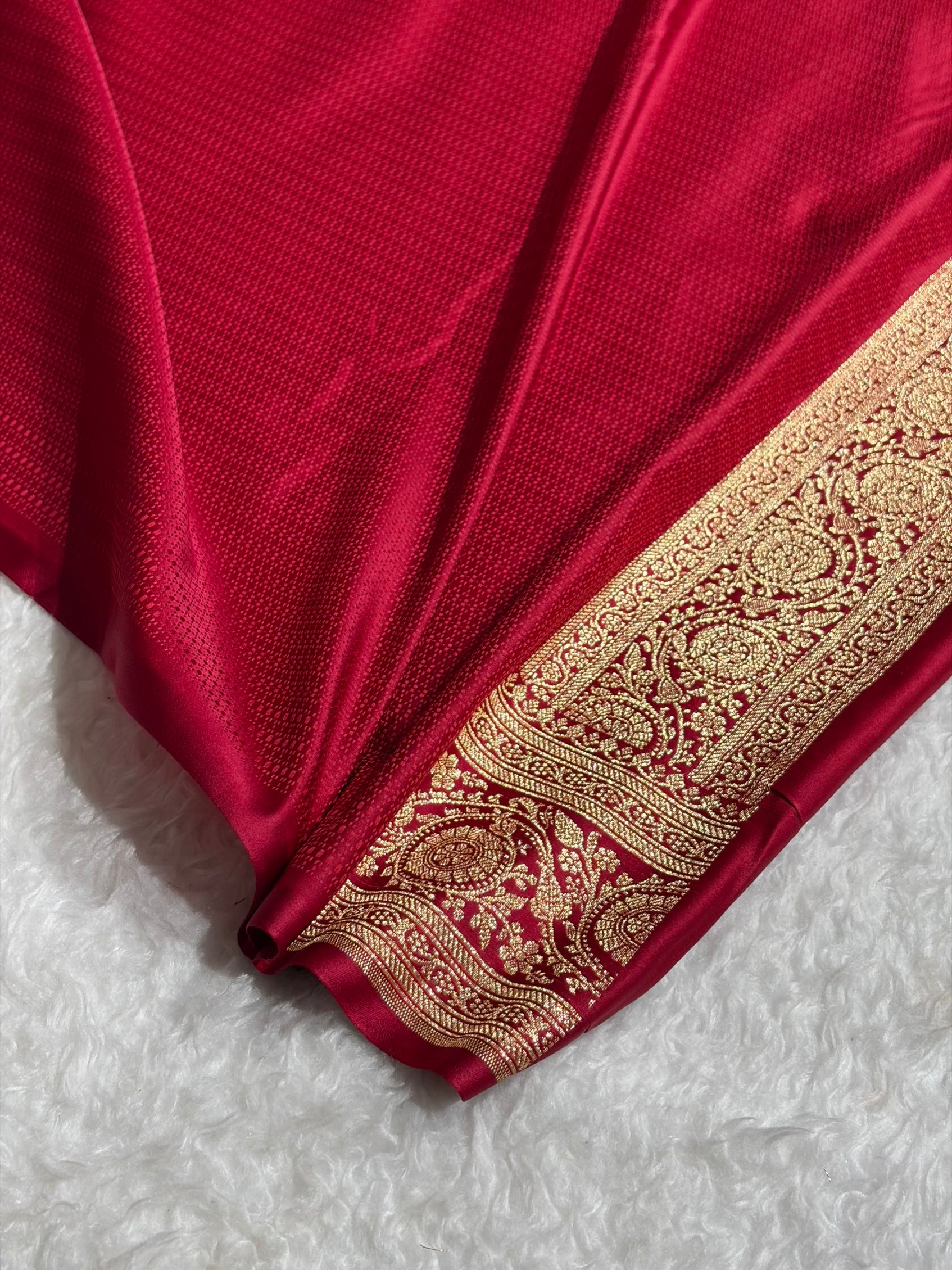 Banarasi Satin Katan Saree in Jaal Pattern Maroon Shades SK86