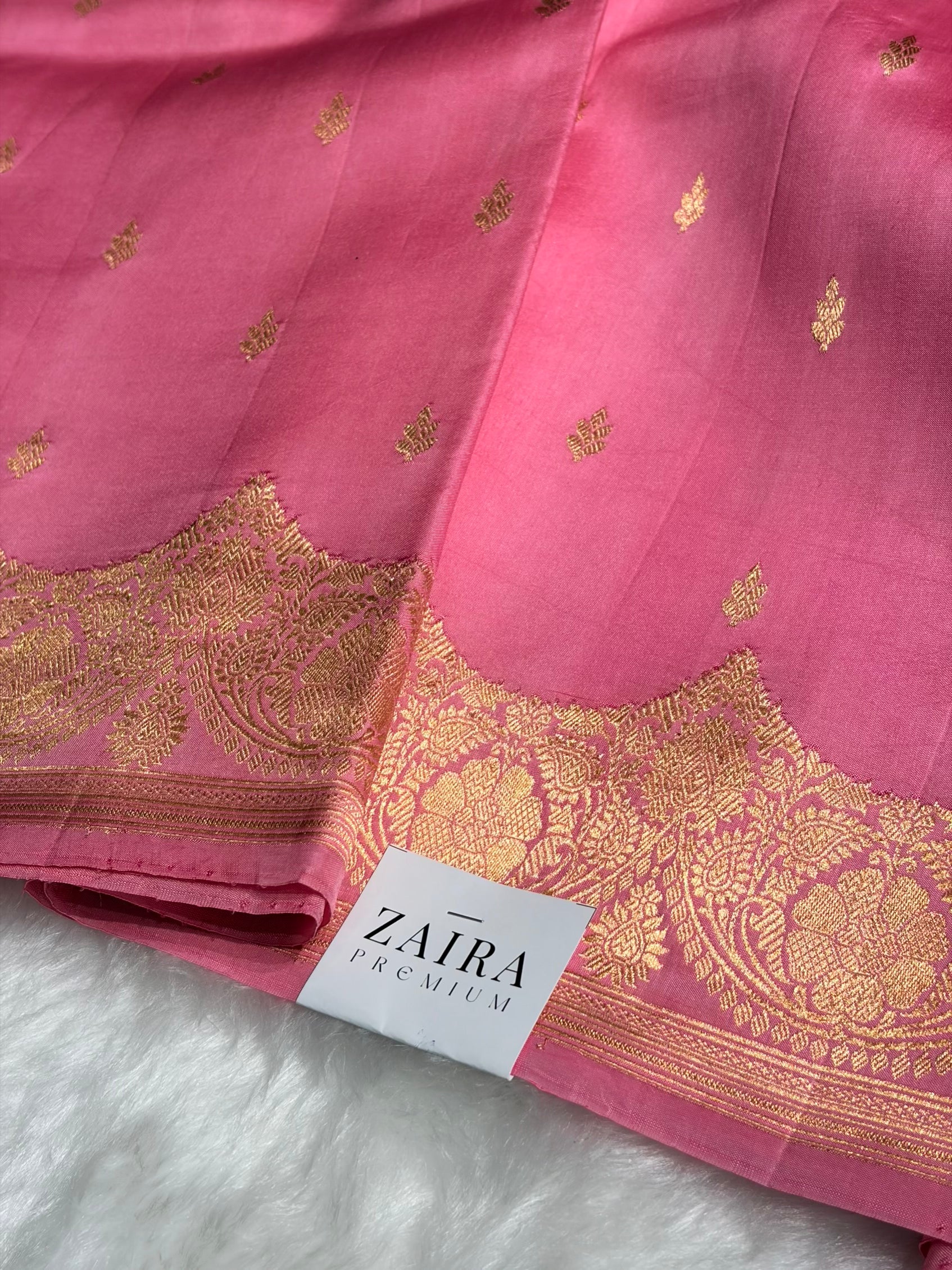 Ombré Baby Pink Shades Meena Boota Handwoven Raw Mango Silk RM-25