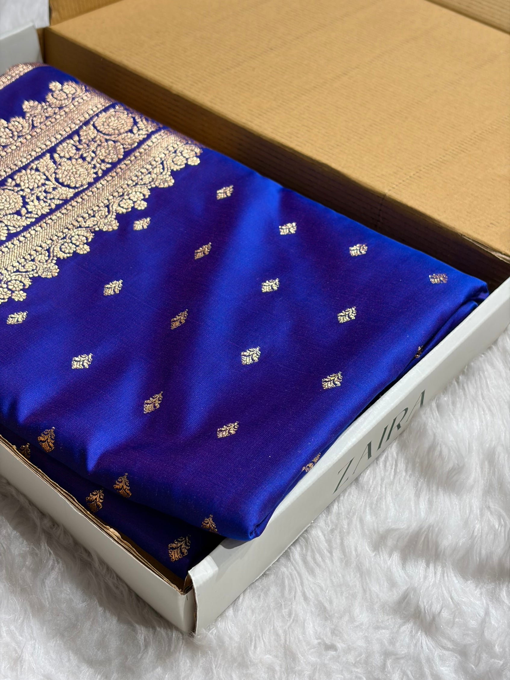 Royal Purple Booti Pattern Satin Katan Silk Saree SK51