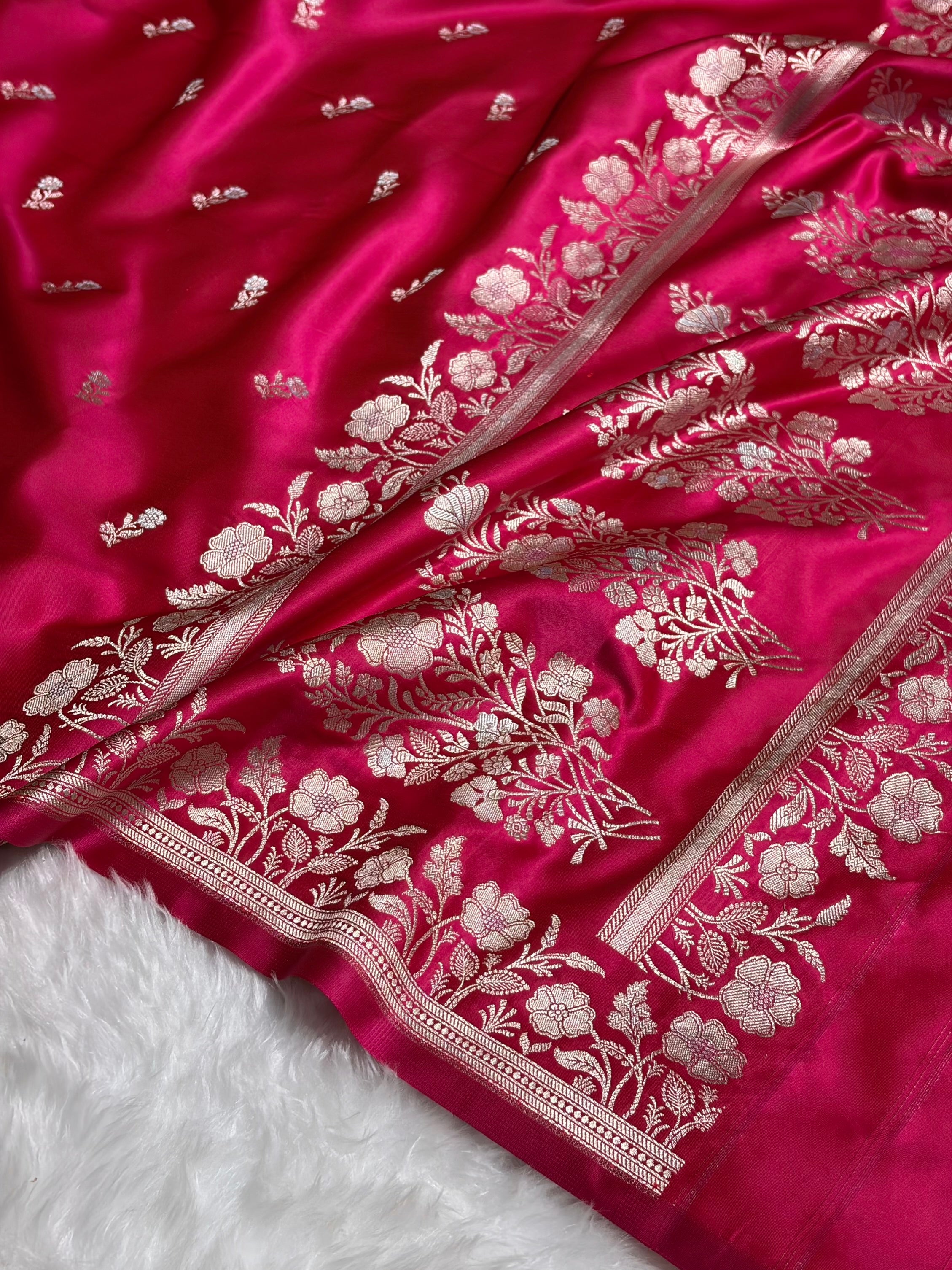 Rani Boota With Floral Border Mashru Silk Saree MSM-86