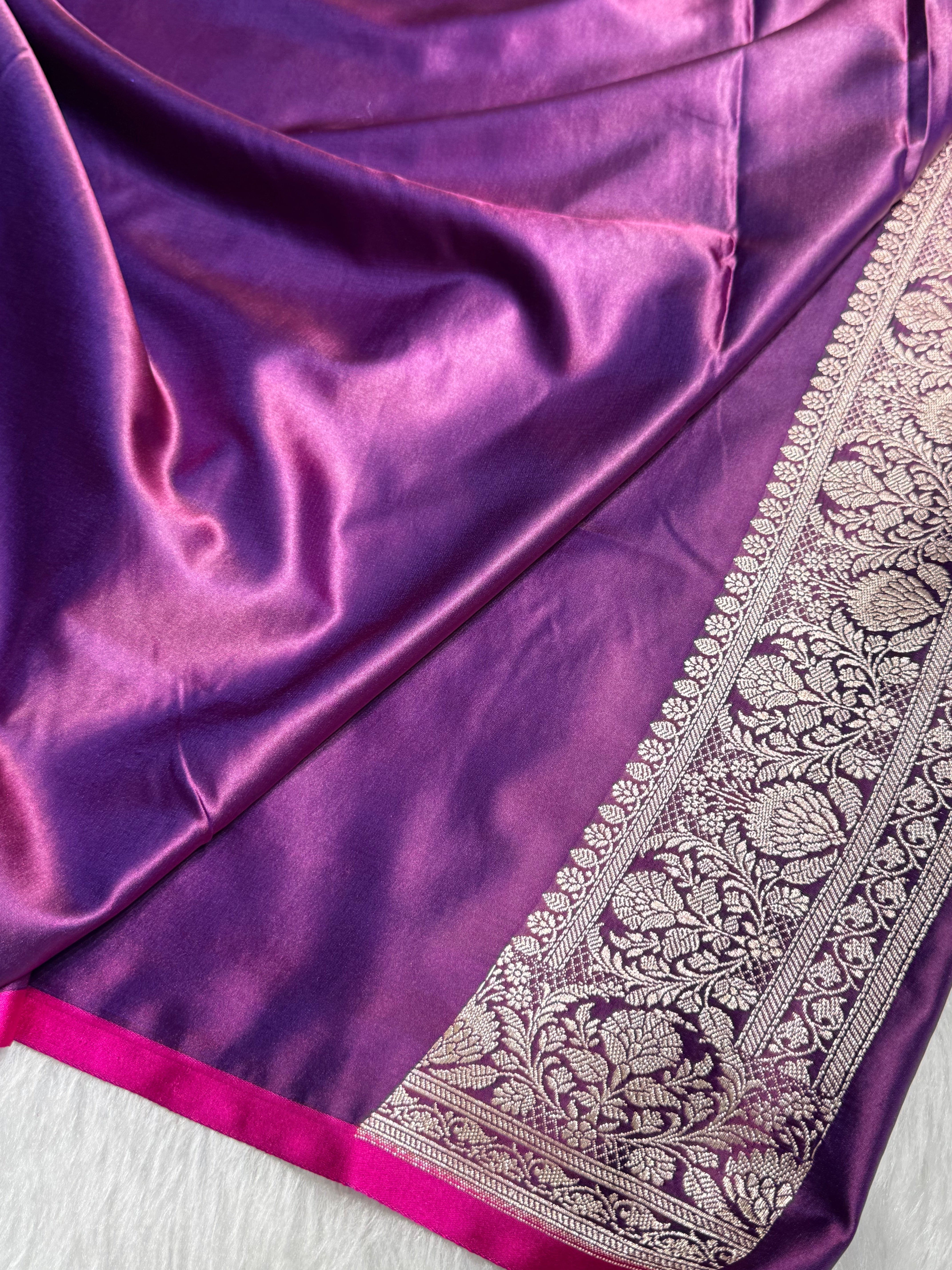 Cross Purple Dual Floral Booti Mashru Silk Saree