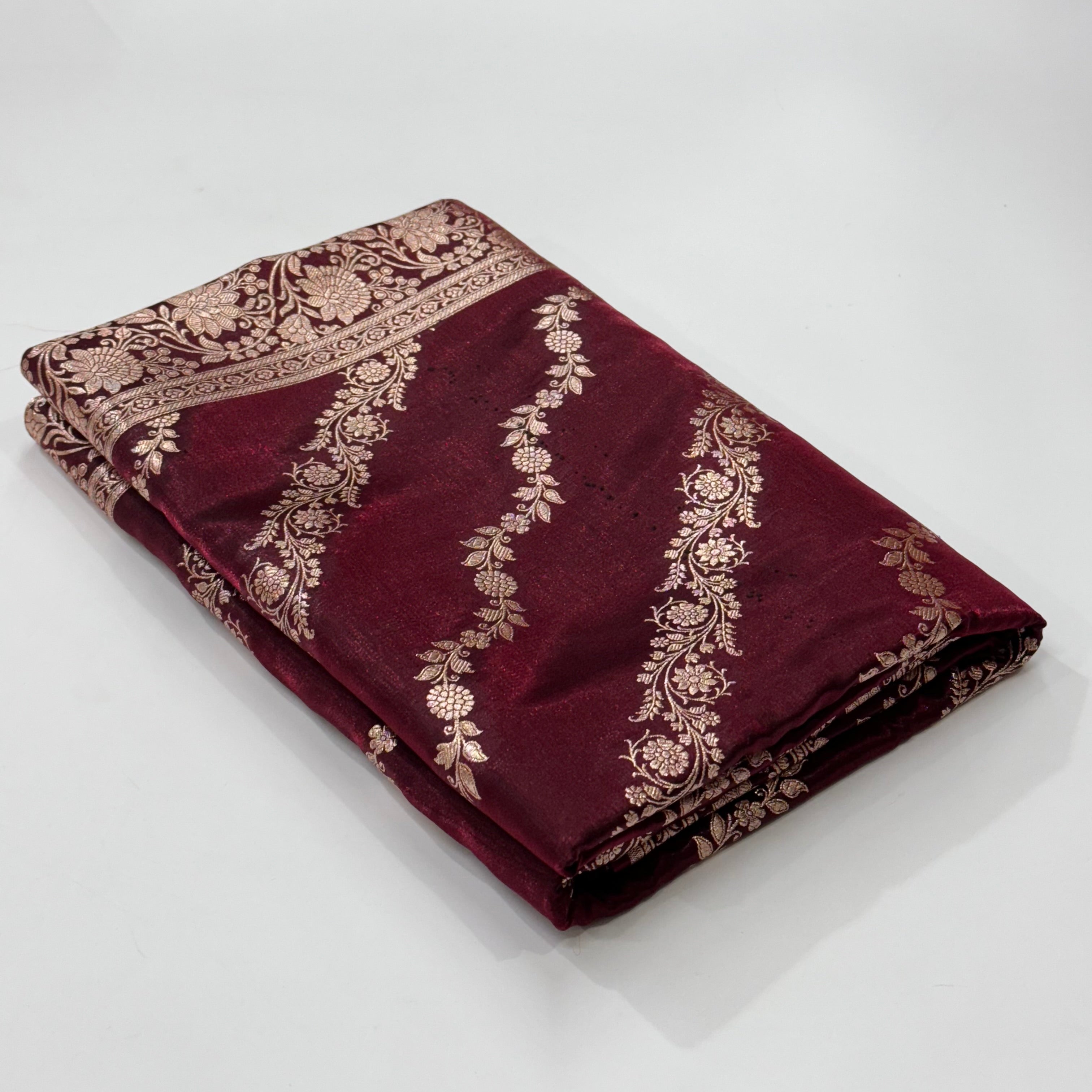 Ultra Light Weight Satin Silk Mahroon Cross SS10