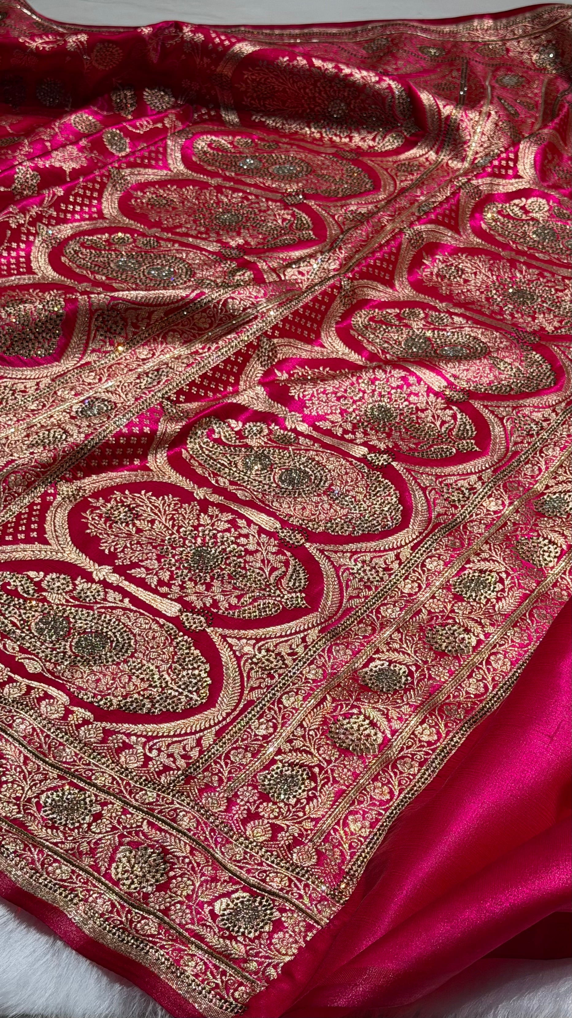 Rani Satin Silk Jaal with Swavroski Work BSS17