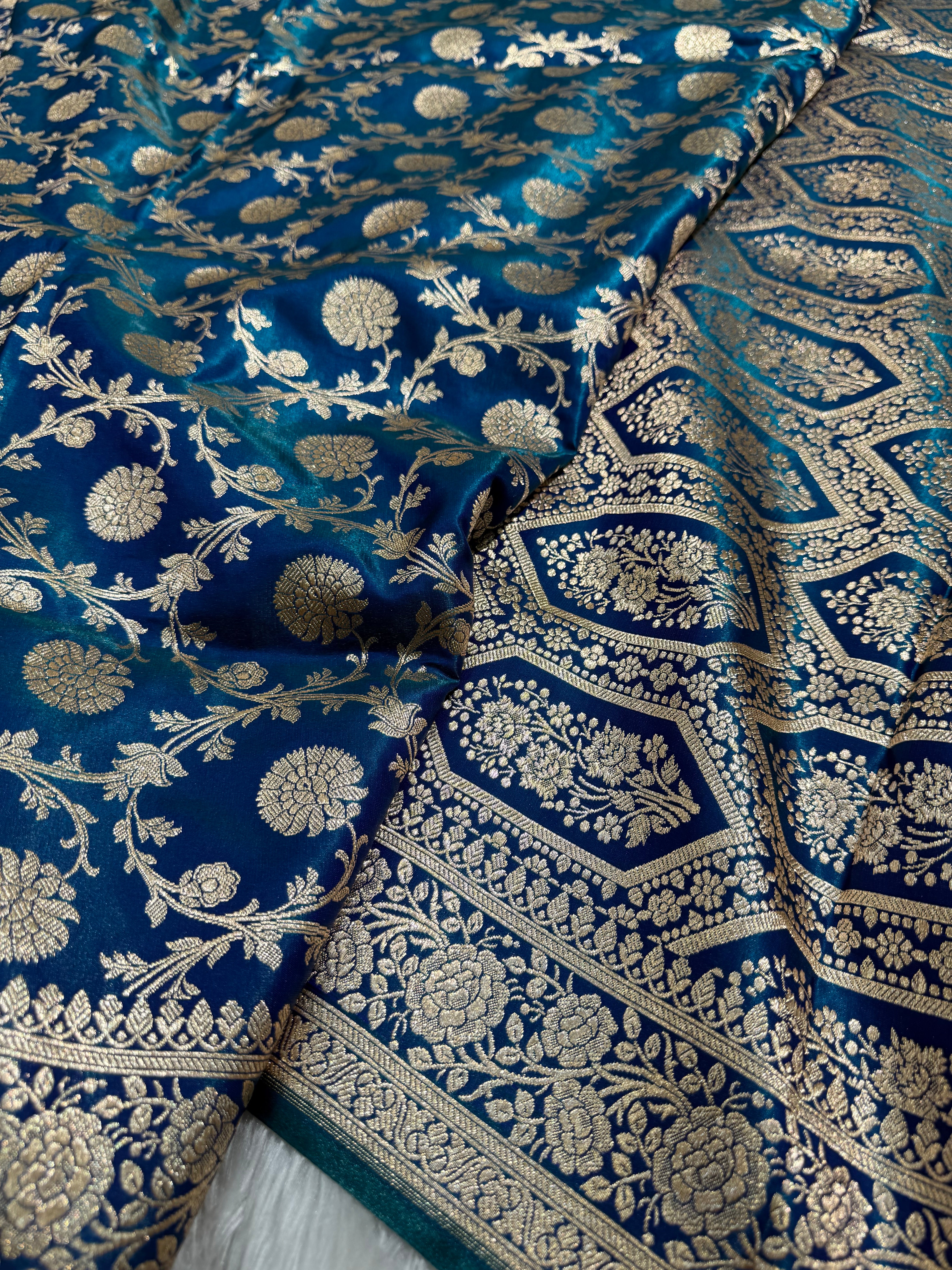 Light Weight Teal shades Satin Silk Saree SS15