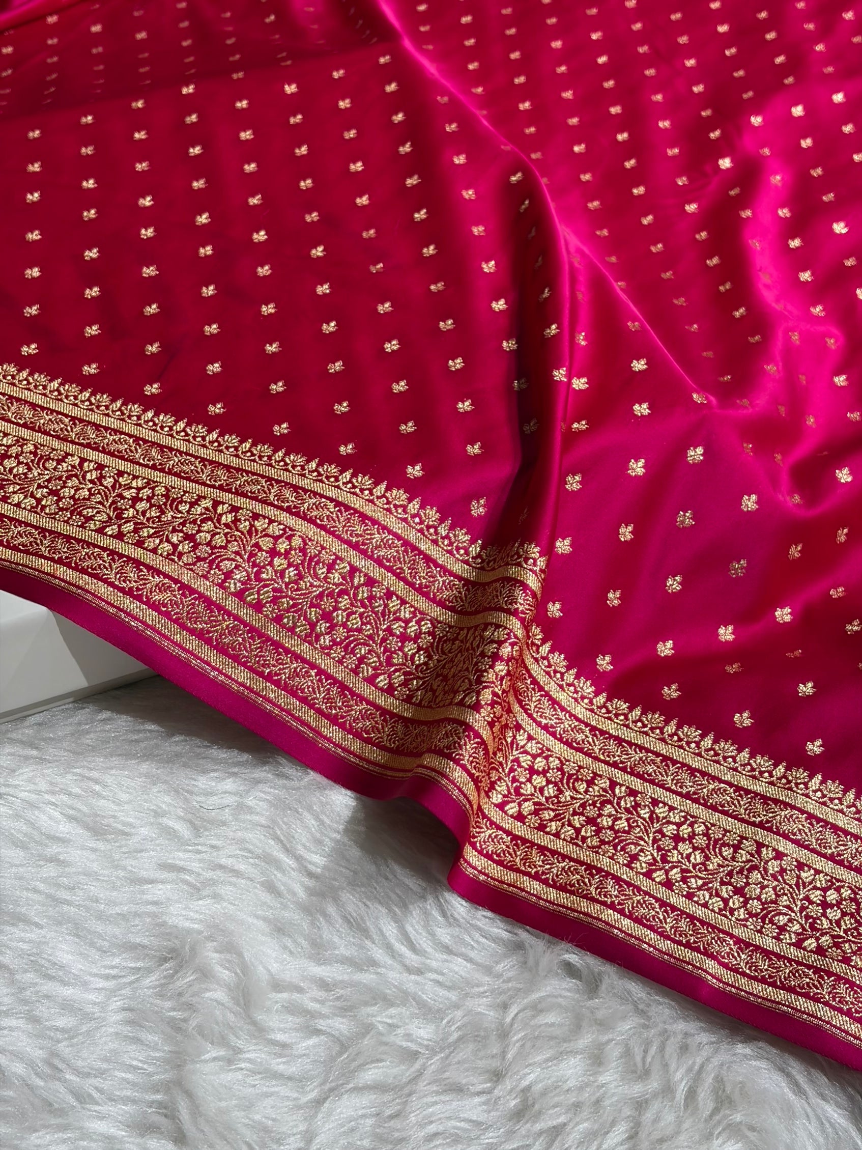 Banarasi Satin Katan Saree in Rani Shades SK88