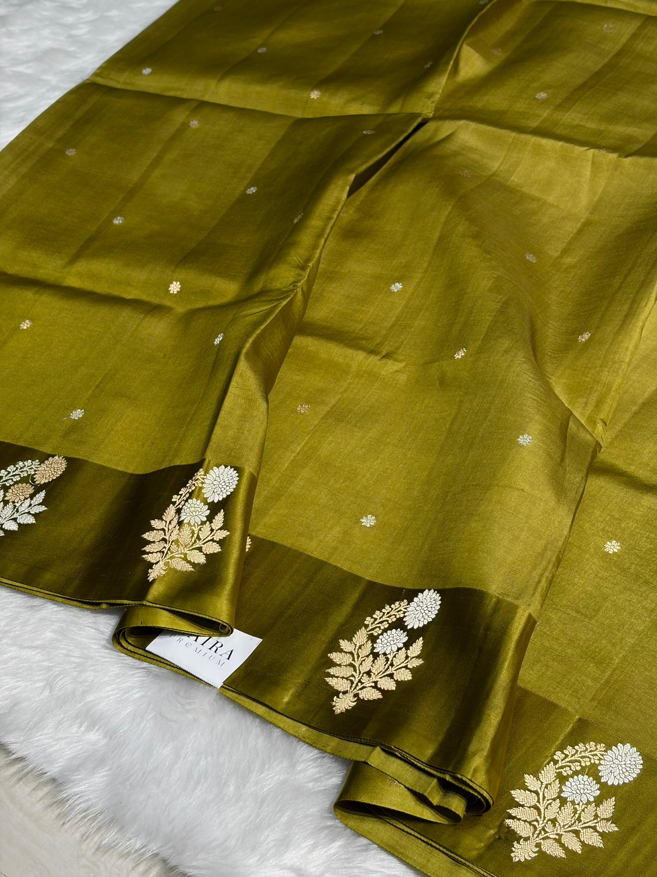 Dark Mustard Shade Handwoven Kaduwa Pure Katan Raw Mango Silk RM-05