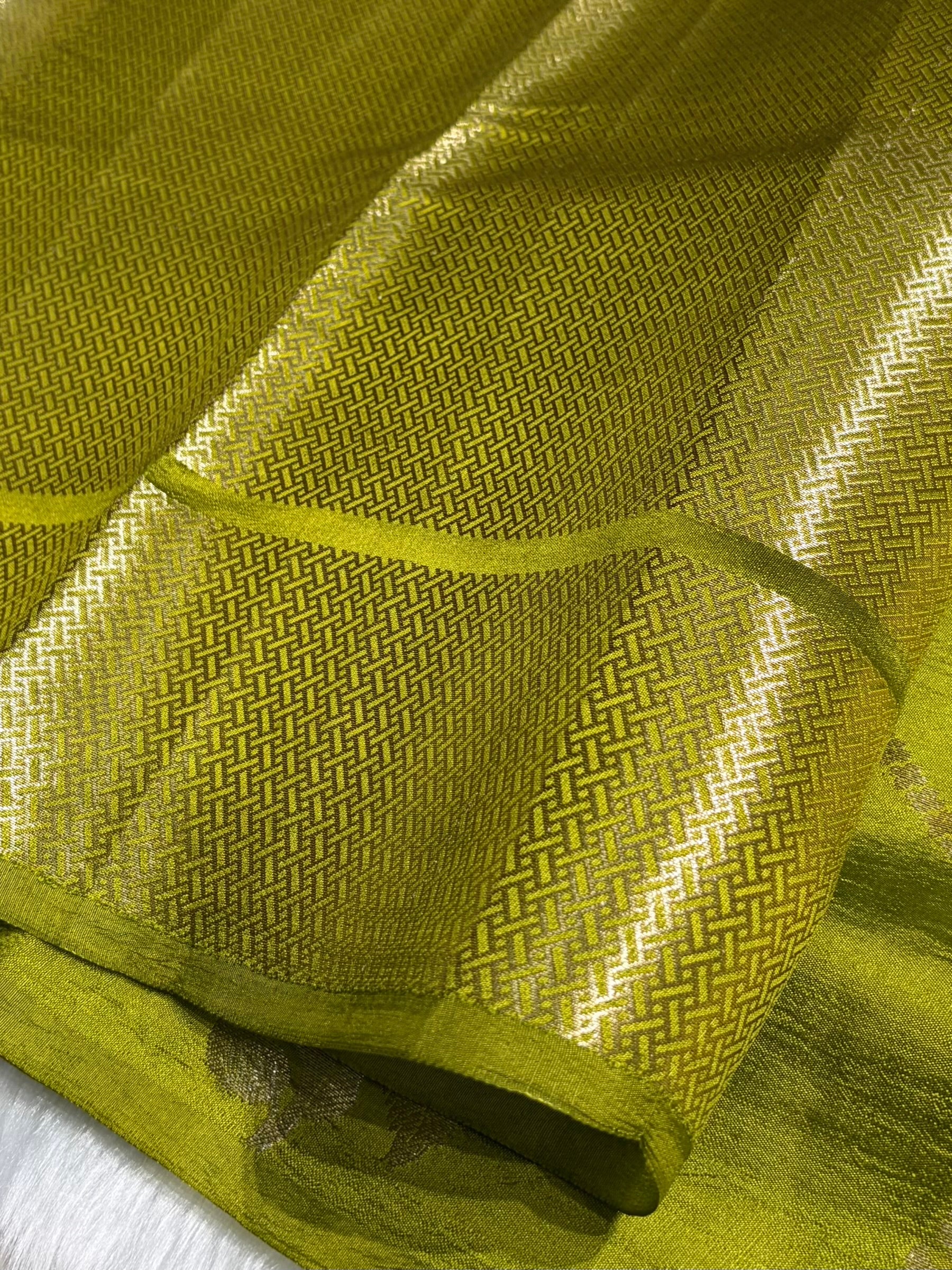 Mehendi Shades Boota Caramel Silk Saree CS-03