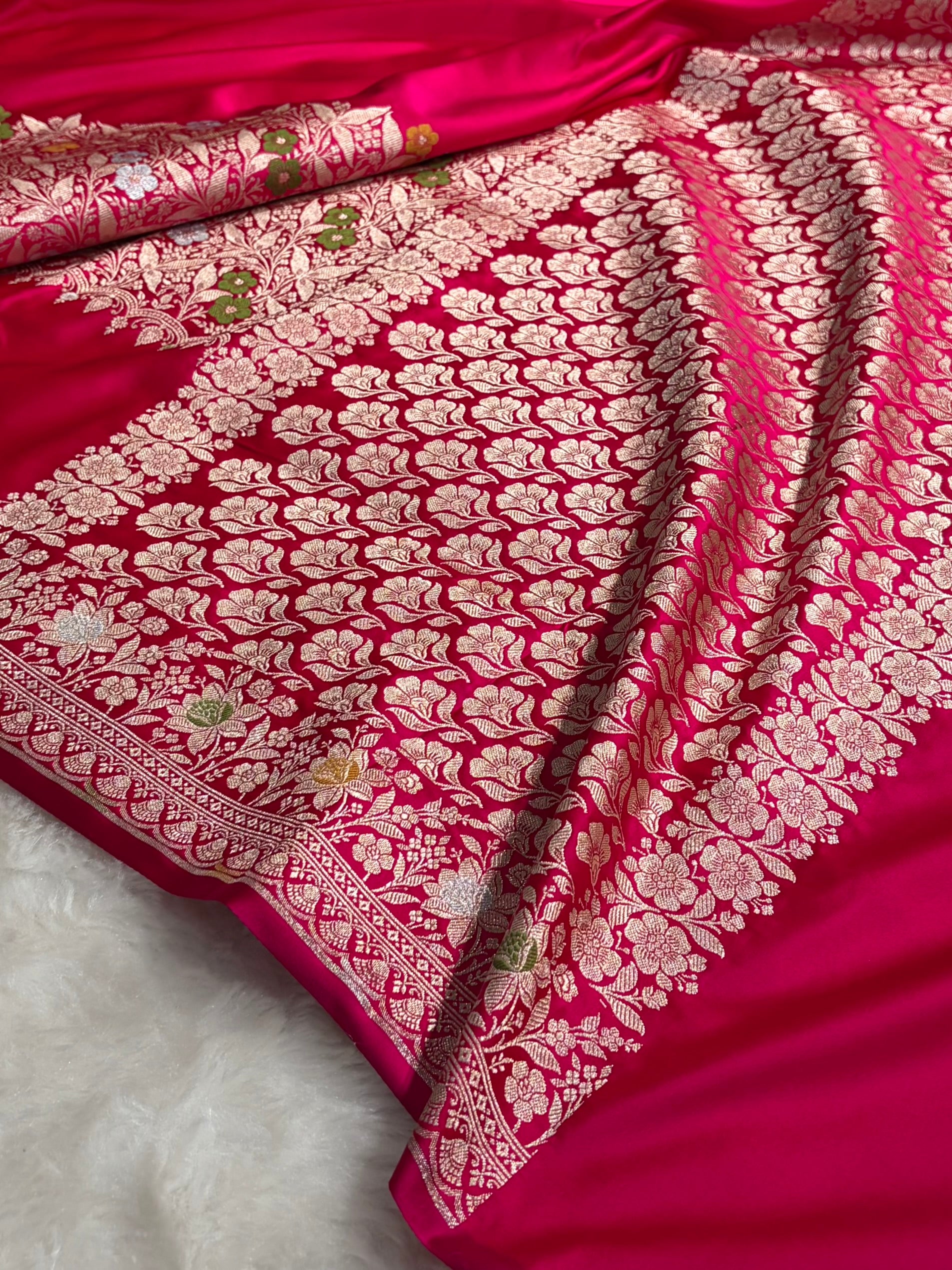 Rani Shades Banarasi Minakari Boota Skirt Pattern Floral Mashru Silk Saree MSM-116