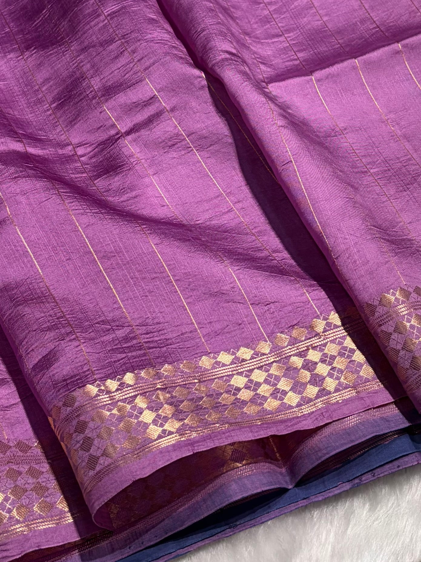 Dark Lavender Shades Handwoven Pure Raw Mango Silk RM-48