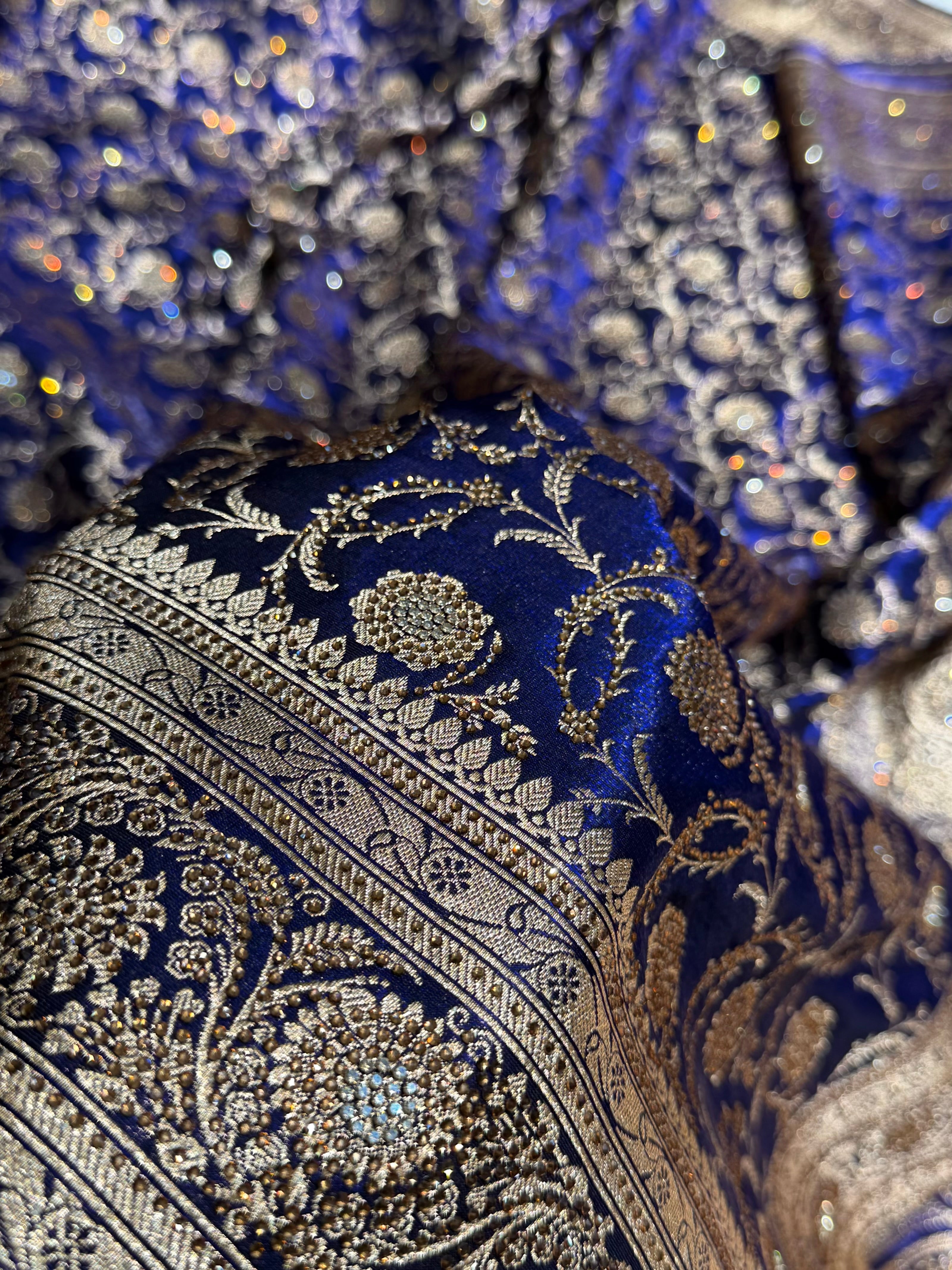 Banarasi Bridal Royal Blue Jaal with Swarovski Stone BSS13 (E)