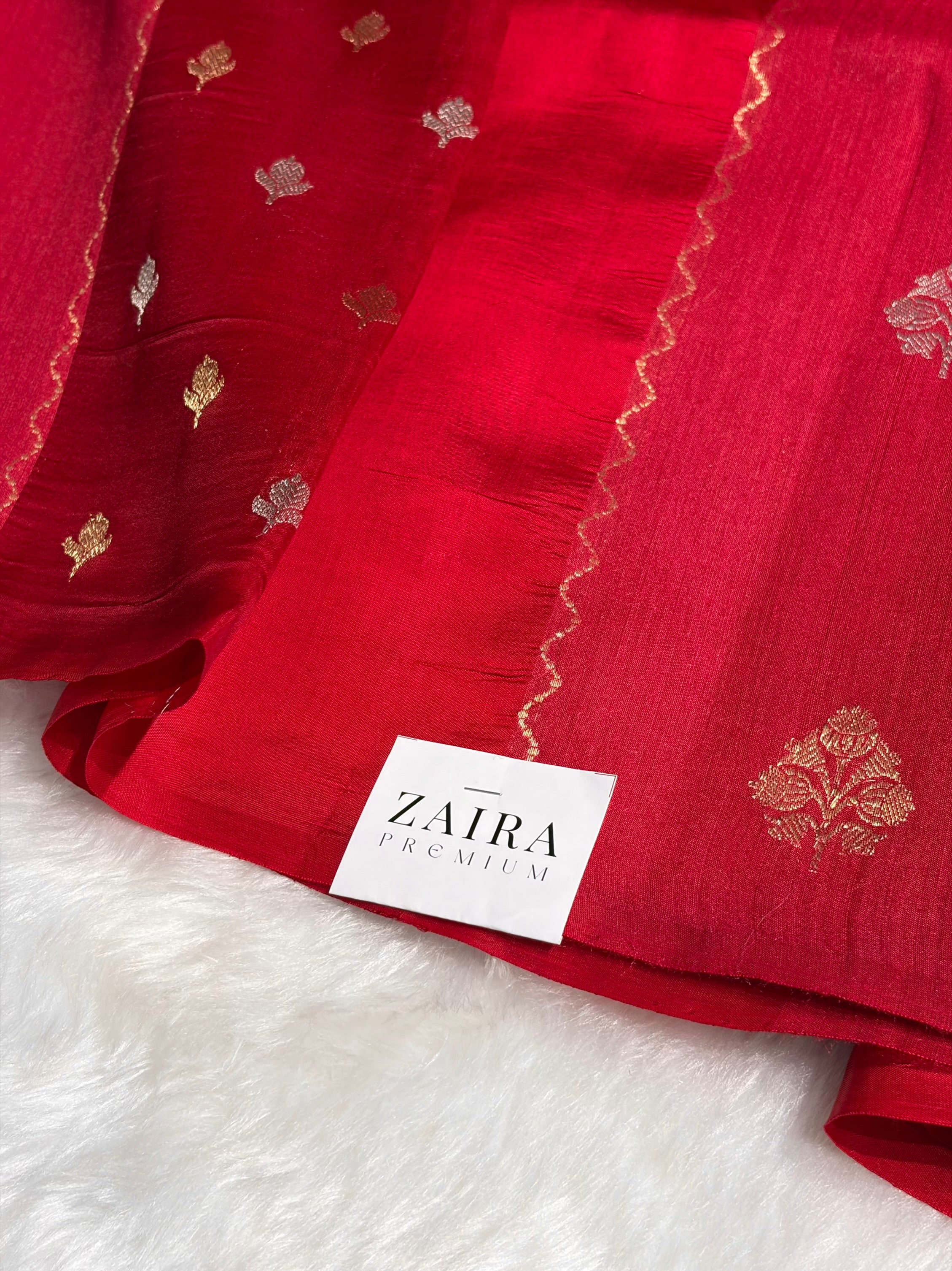 Pinkish Red Shades Rangkart Handwoven Pure Katan Raw Mango Silk RM-41