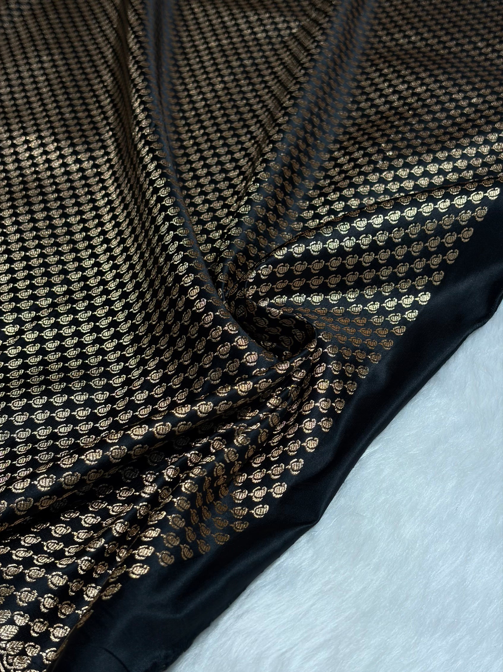 Black Pattern Satin Katan Silk saree SK37