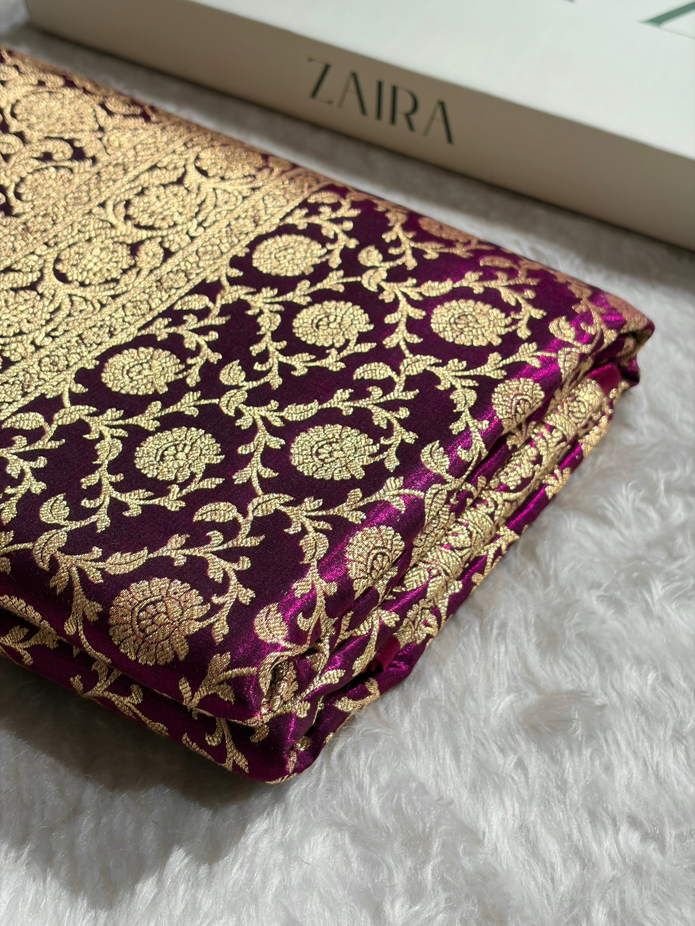 Banarasi Satin Silk Jaal in Wine Shades SS21