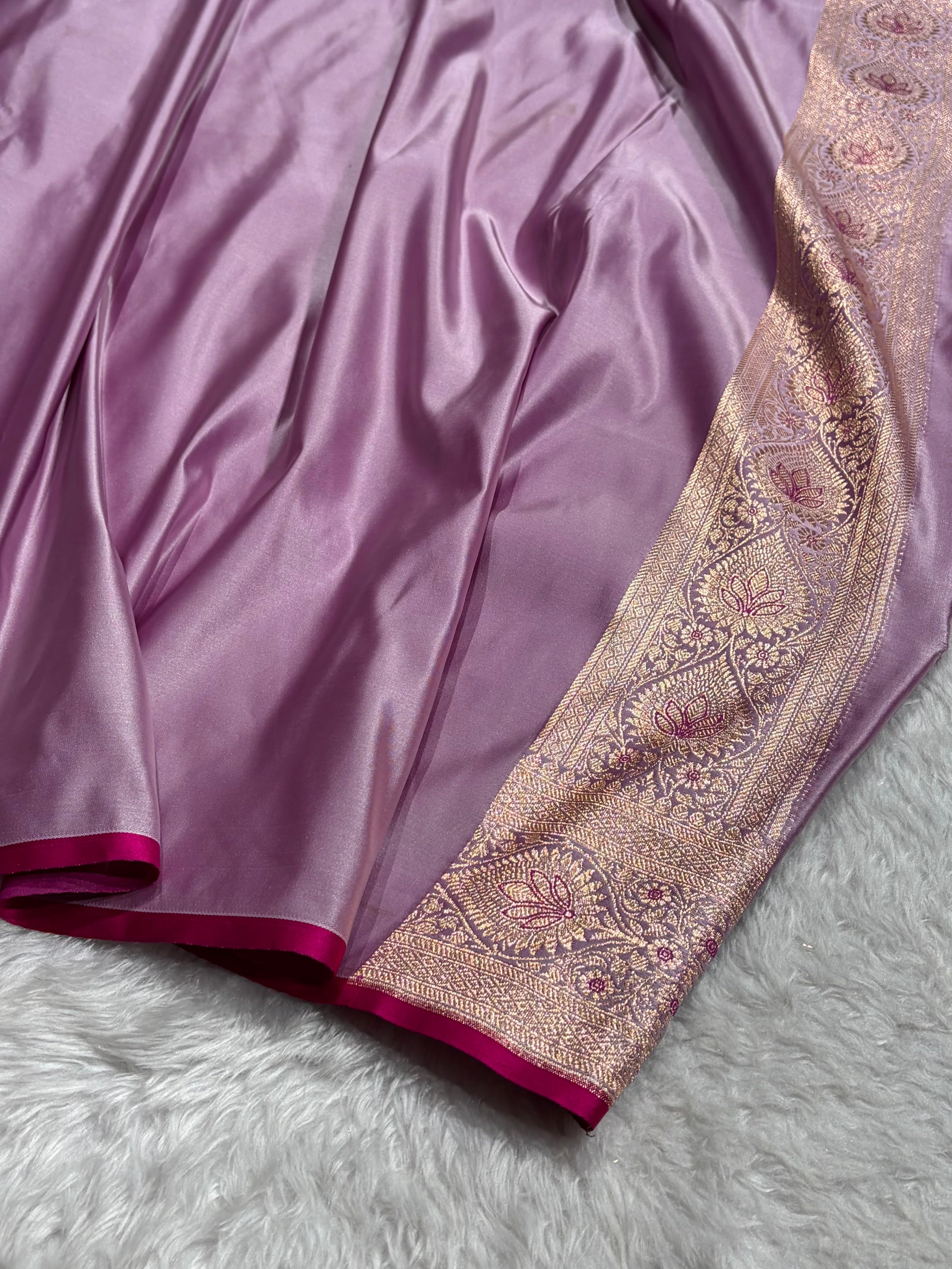 Banarasi Satin Katan Silk Saree In Grape Shades SK10