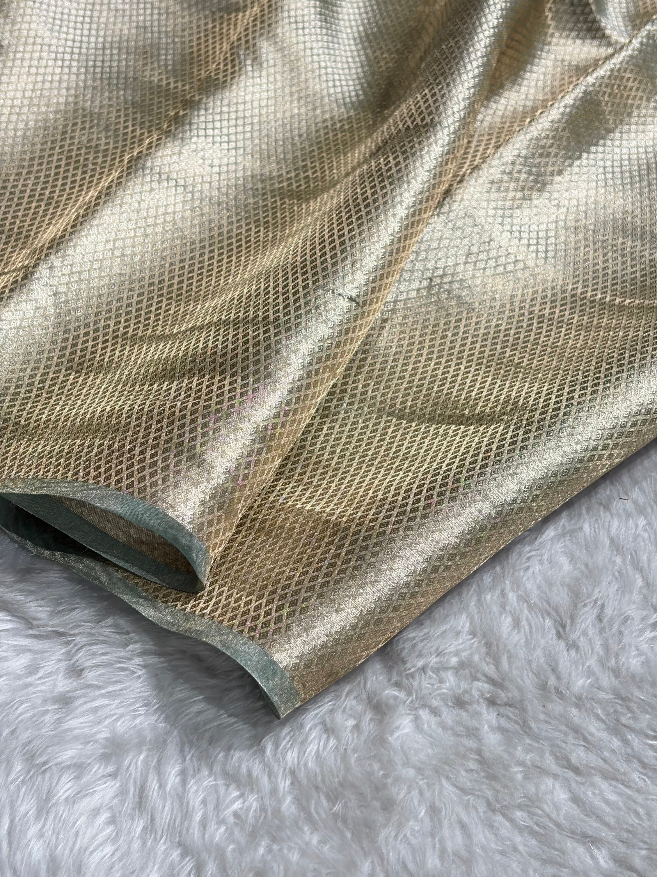 Pista Gold Shades Pure Tissue Silk Saree with Brocade Blouse PT-08